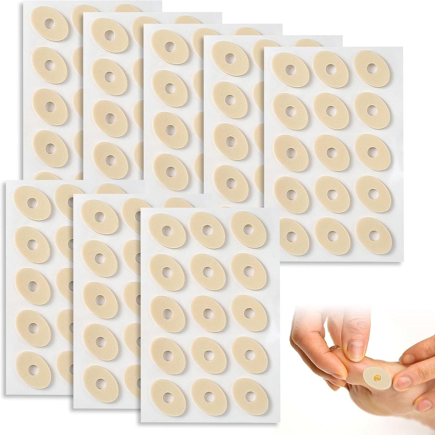 120PCS Corn Cushions Oval Soft Latex Sponge Corn Plasters for Toes