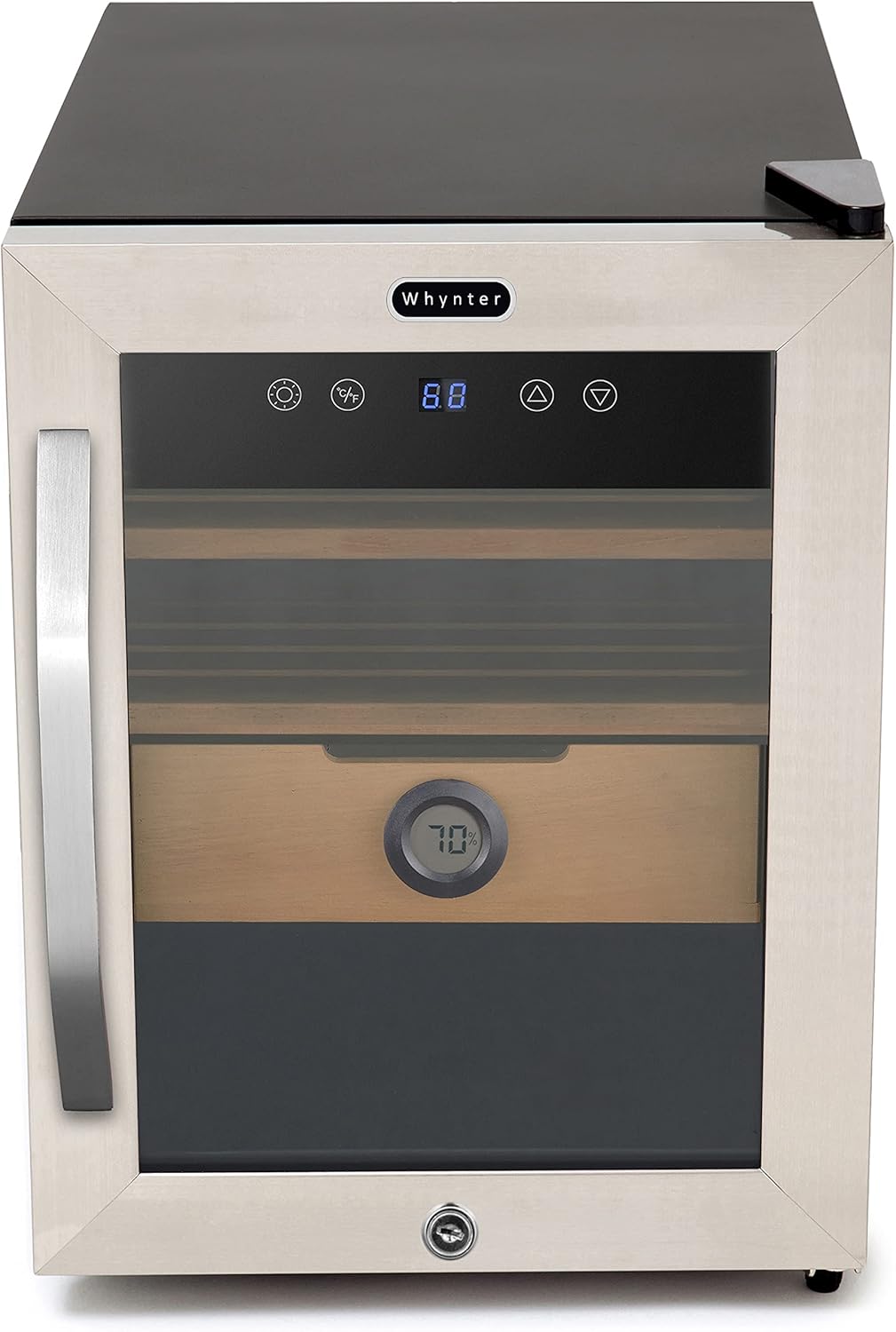 Whynter CHC-123DS 1.2 cu. ft. Stainless Steel Digital Control and Display Cigar Humidor with Spanish Cedar Shelves
