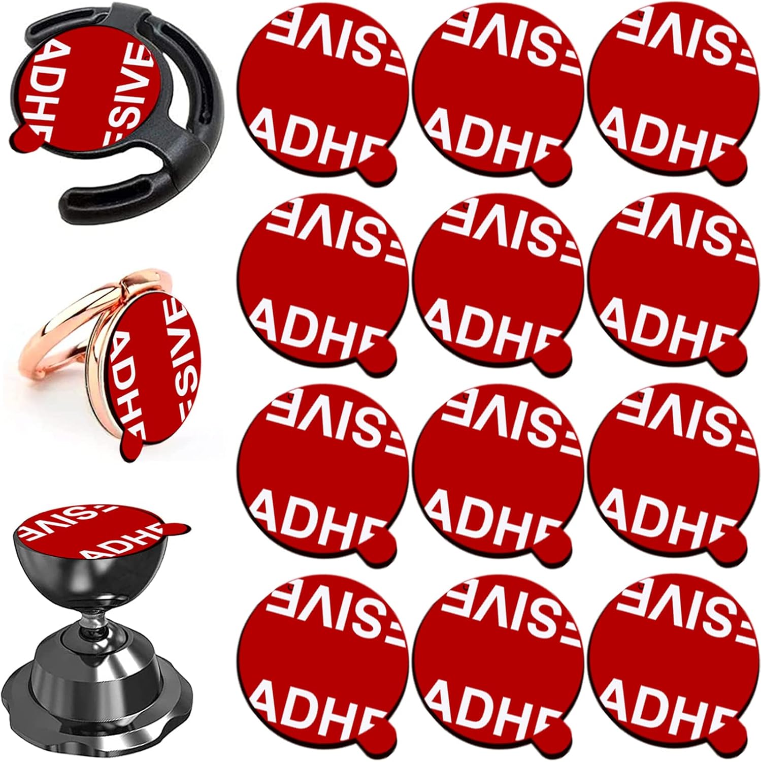 Anteel Sticky Adhesive for Car Magnetic Phone Holder & Phone Ring Holder Base, 12Pcs 0.9" (23mm) Double-Sided Stickers Adhesive Replacement Tape for Socket Mount Base