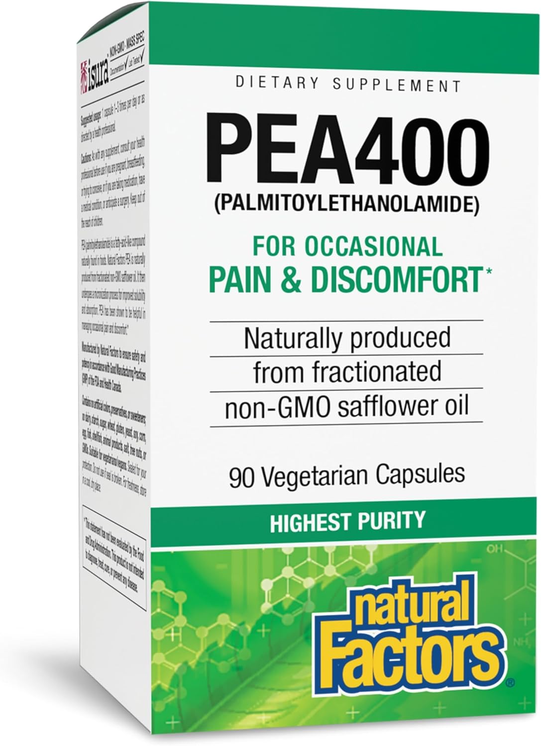 Natural Factors PEA400, Pure Palmitoylethanolamide for Relief, 90 Capsules