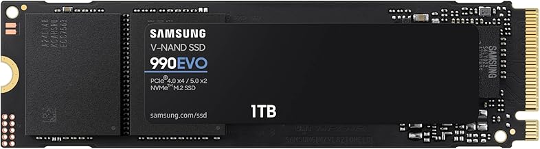 SAMSUNG 990 EVO SSD 1TB, PCIe Gen 4x4, Gen 5x2 M.2 2280 NVMe Internal Solid State Drive, Speeds Up to 5,000MB/s, Upgrade Storage for PC Computer, Laptop, MZ-V9E1T0B/AM, Black
