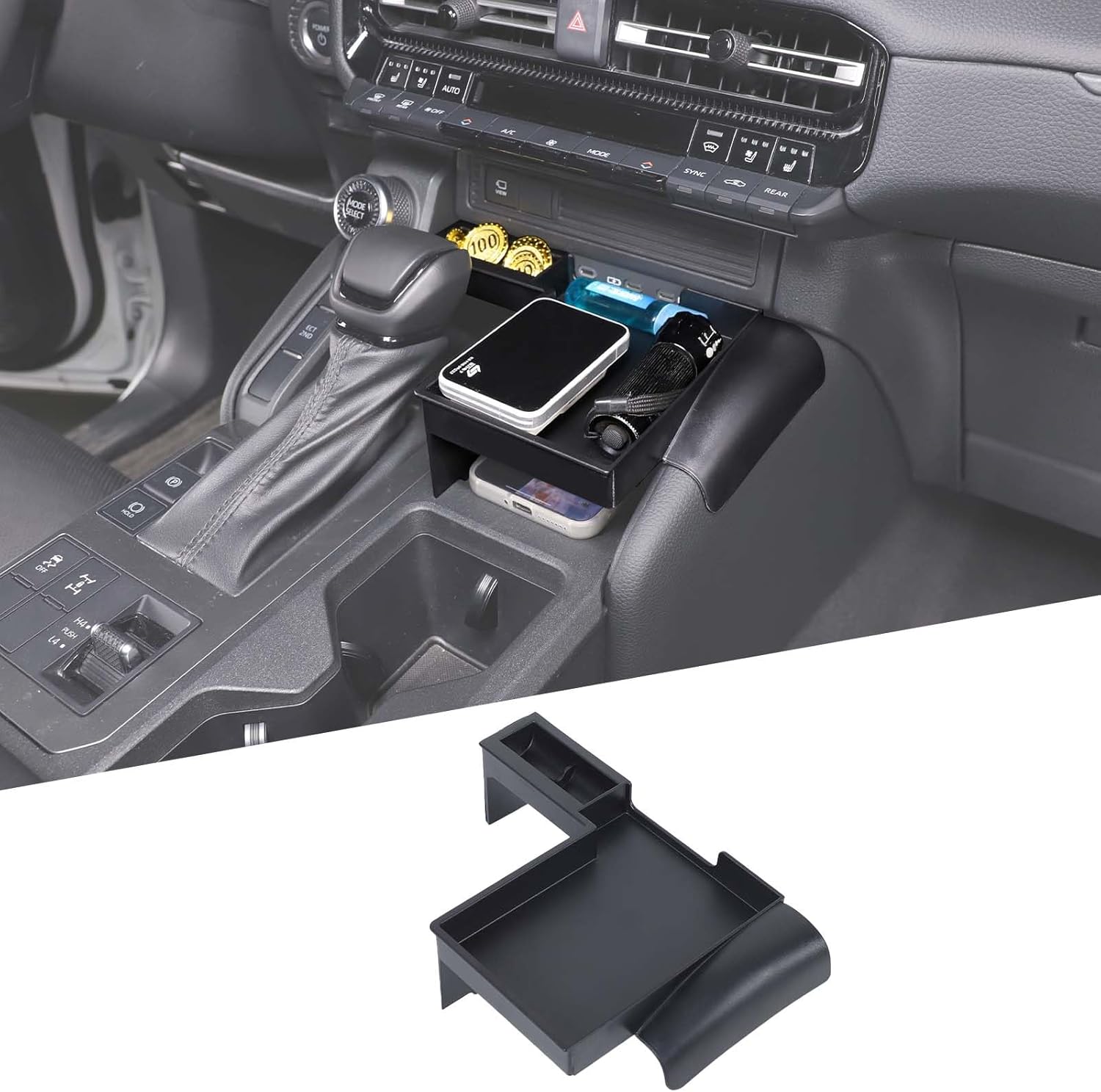 Central Control Gear Shift Organizer Tray Fit for Toyota Land Cruiser 250 Prado J250 LC250 2024 2025, ABS Center Console Interior Storage Box, Insert Box ABS Secondary Storage Accessories