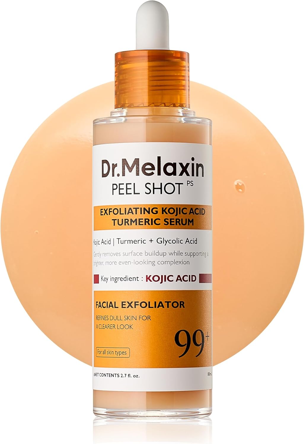 Dr.Melaxin Peel Shot Kojic Acid Turmeric Serum Exfoliating Dark Spot Corrector With Aha/Bha & Niacinamide, Brightening & Even Tone Facial Serum 2.71 Fl Oz (Pack of 1)
