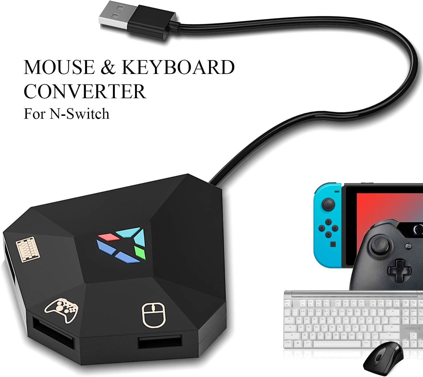 ECHZOVE Keyboard and Mouse Adapter for Nintendo Switch, Keyboard and Mouse Adapter for PS4, Xbox One, PS3, Xbox 360