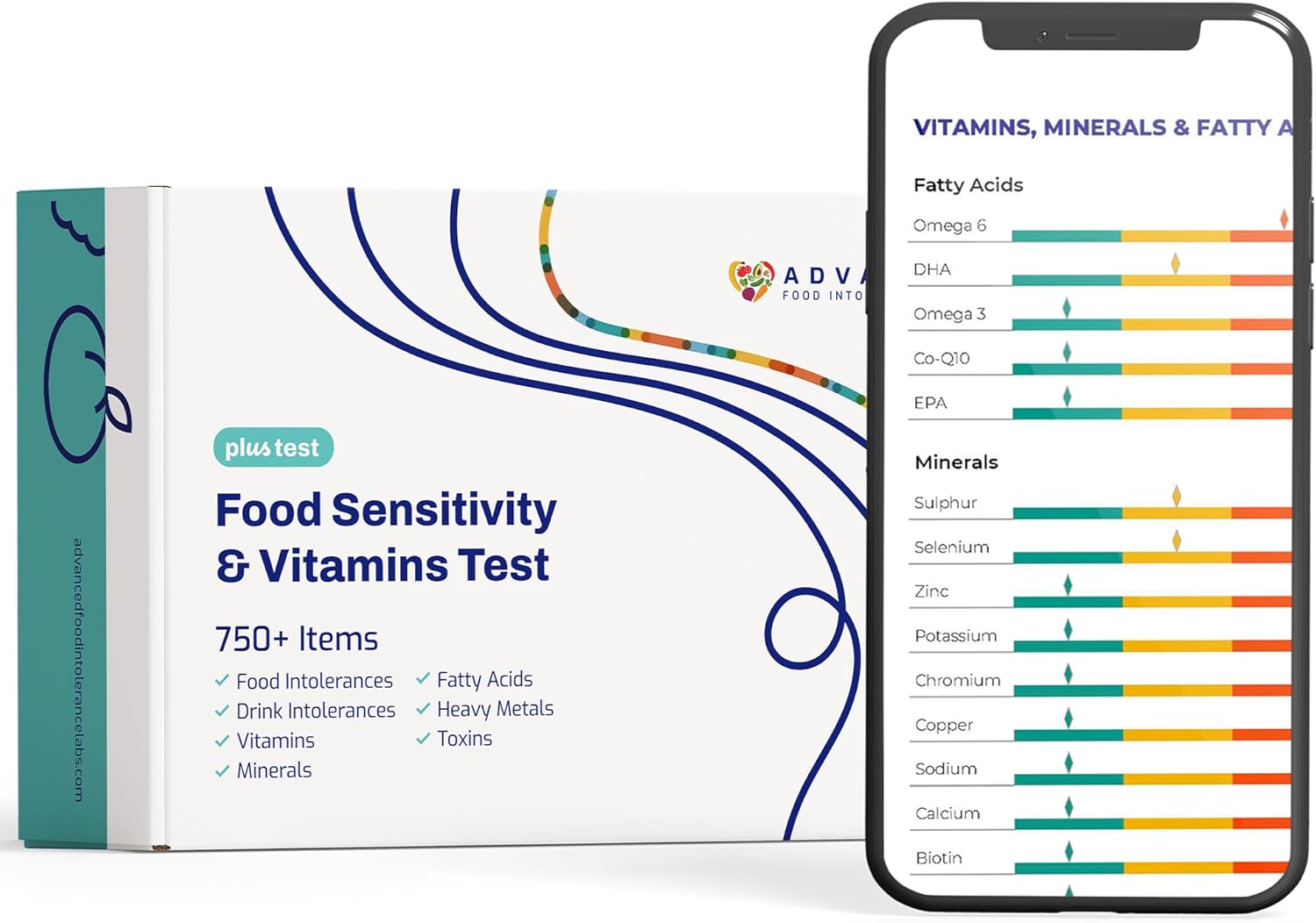 AFIL | Food, Drinks & Vitamin Sensitivity Testing Kit for Adults & Kids | 750+ Items, Gluten, Dairy, Vitamin D | Fast Results