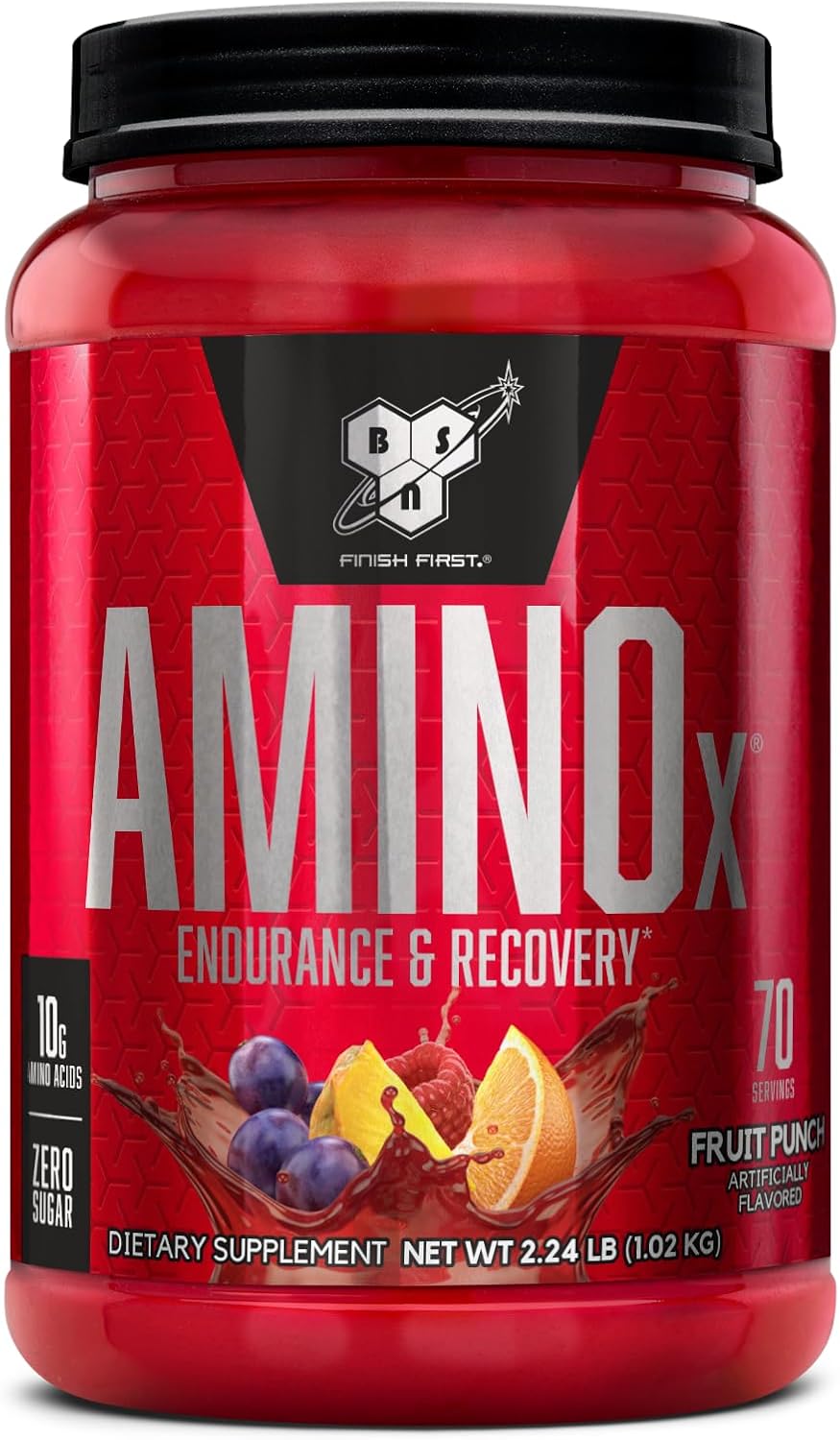 BSN Amino X Muscle Recovery & Endurance Powder, BCAAs, 10 Grams of Amino Acids, Keto Friendly, Caffeine-Free, Support Endurance, Zero Sugar, Fruit Punch, 70 servings, 35.84 Ounce (Packaging May Vary)