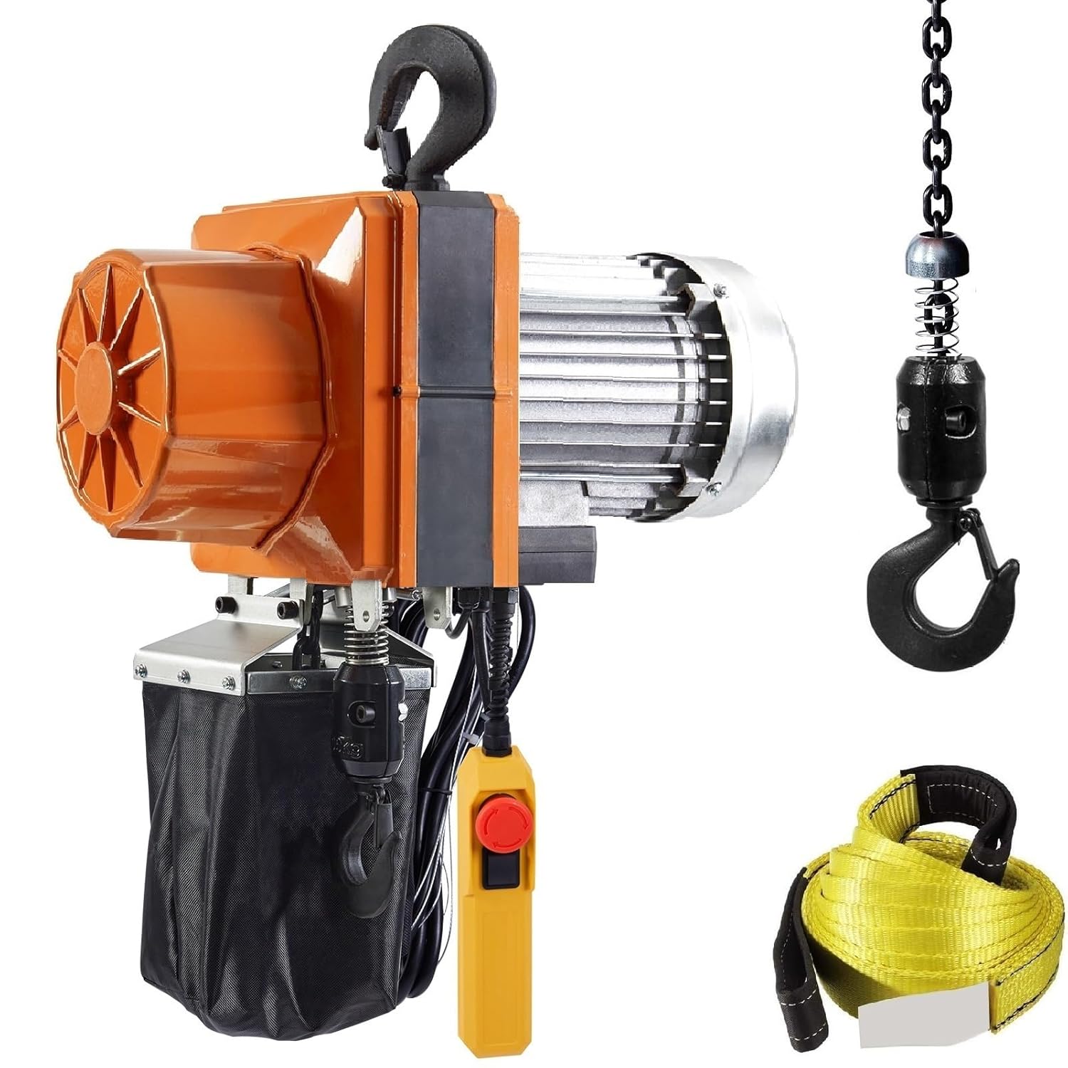 BestEquip Electric Chain Hoist, 2200 lbs/1 ton 10 ft Lifting Height, 120V Electric Hoist Single Phase Overhead Crane with G100 Chain, 10 ft Wired Remote Control for Garage, Shop, Hotel, Home