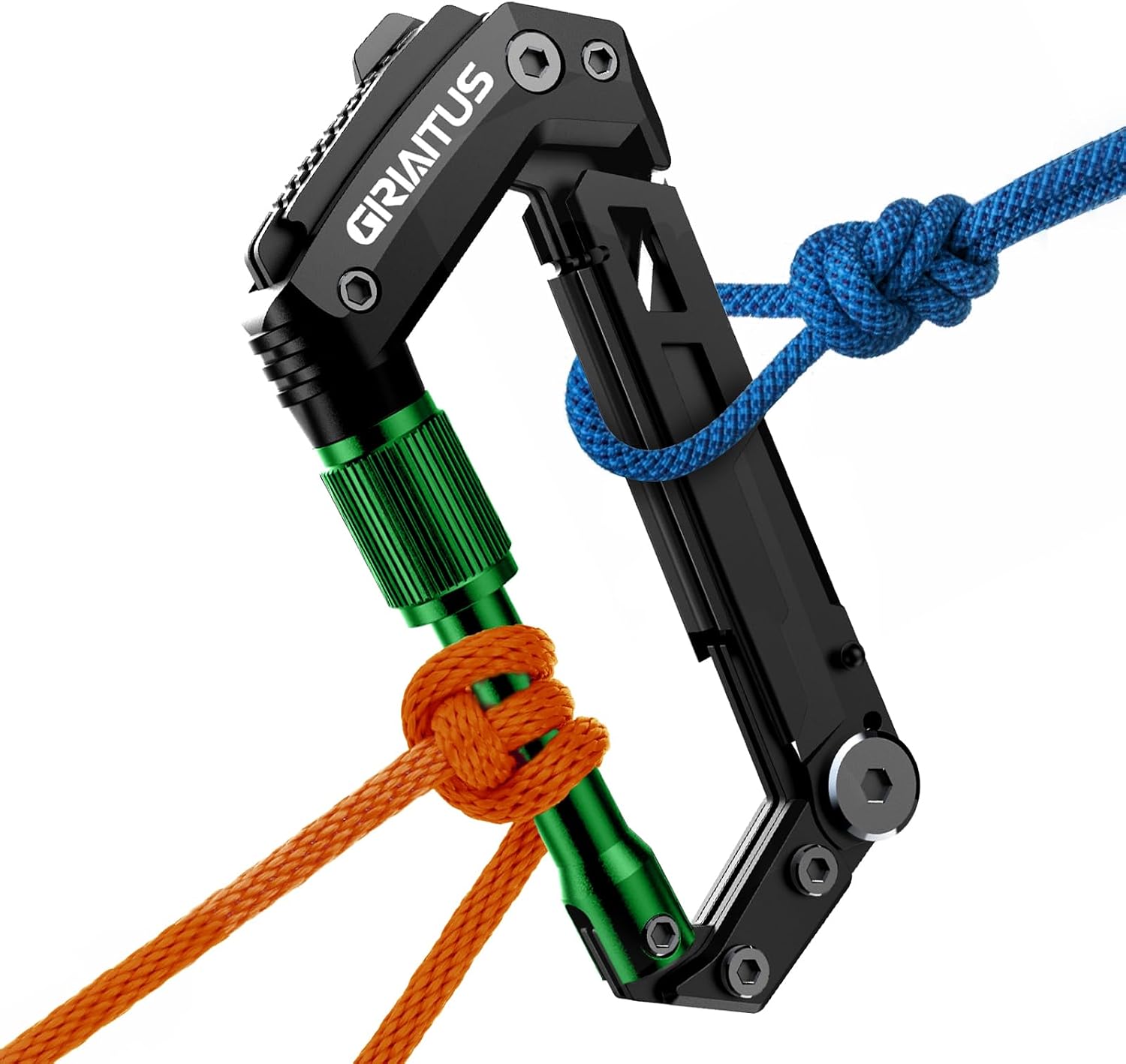 Carabiner Multitool with Pocket Knives, EDC Carabiners for Camping Hiking