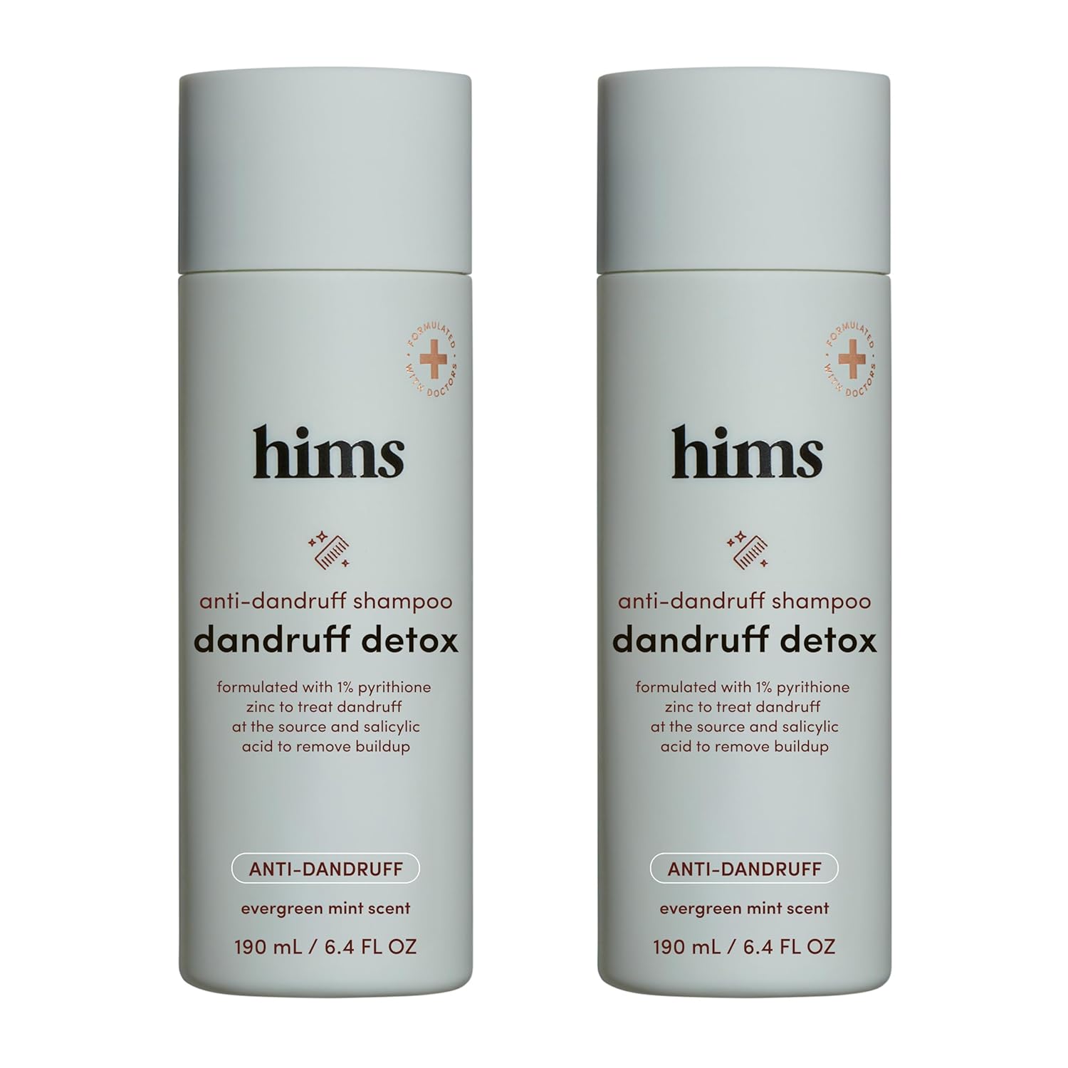 hims Dandruff Detox Anti Dandruff Shampoo, 2 Pack - Anti Dandruff Shampoo for Dry, Itchy Scalp with Pyrithione Zinc 1% and Argan Oil - Paraben Free, Sulfate Free - Evergreen Mint - 2 x 6.4 fl oz