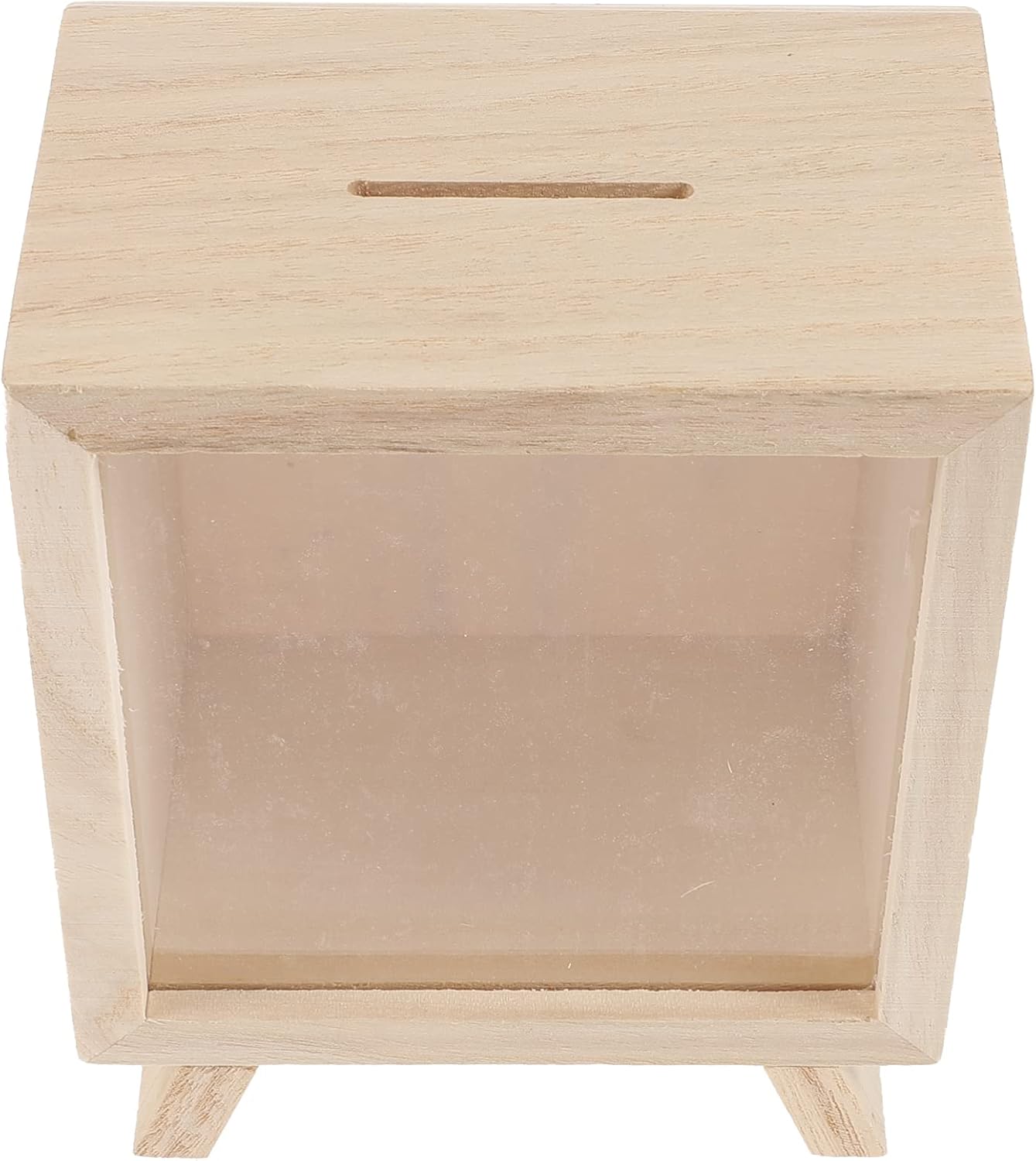 Wooden Money Box, Creative Transparent Piggy Bank Square Solid Wood Savings Box, Piggy Banks for Kids to Store Coins Home Decoration Birthday Gift