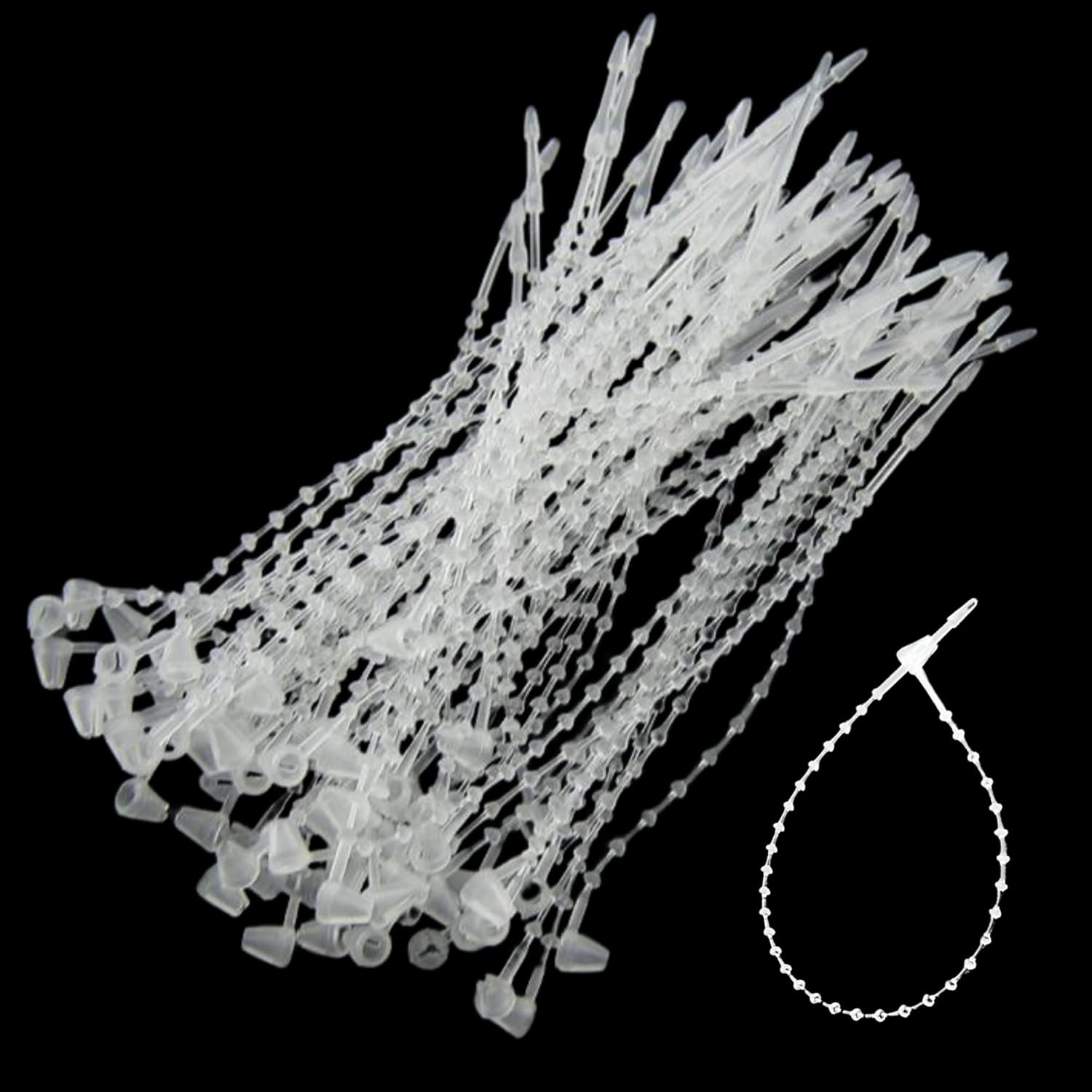 5" Beaded Adjustable Loop Tie Fasteners – Resealable Pack of 100 – Organise, Connect or Hang. Ideal for Retail, Crafts, Clinics, Cable Management and Organisation - Natural Colour