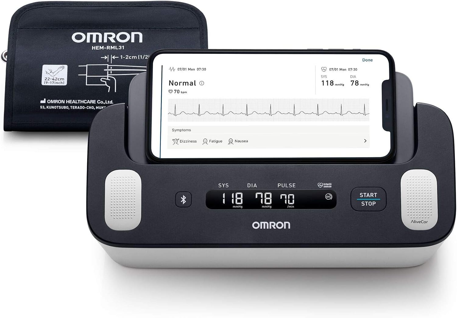 OMRON Complete 2-in-1 Blood Pressure Monitor & ECG for Home Use, Connected