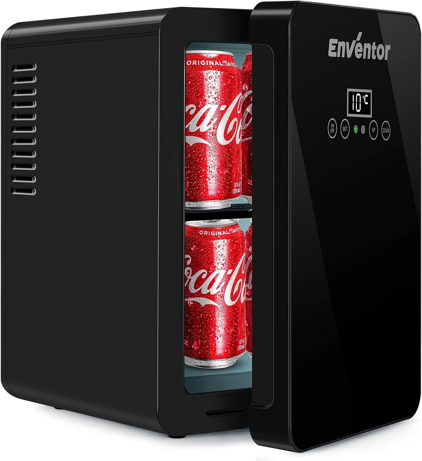 Enventor Mini Fridge 6 Litre, 8 Can Mini Fridges for Bedrooms, AC+12V DC Power Cooler & Warmer, LCD Customize Temperature Control, Portable Small Fridge for Car, Travel, Home, Skincare, Drinks, Fruit