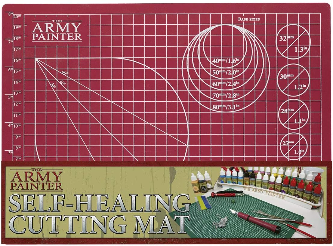 The Army Painter Self-Healing Cutting Mat, Double Sided PVC Non-Slip Mat, 3-Ply Gridded Miniature and Model Cutting Board, A4, Tabletop Roleplaying, Boardgames, and Wargames Miniature Modelling