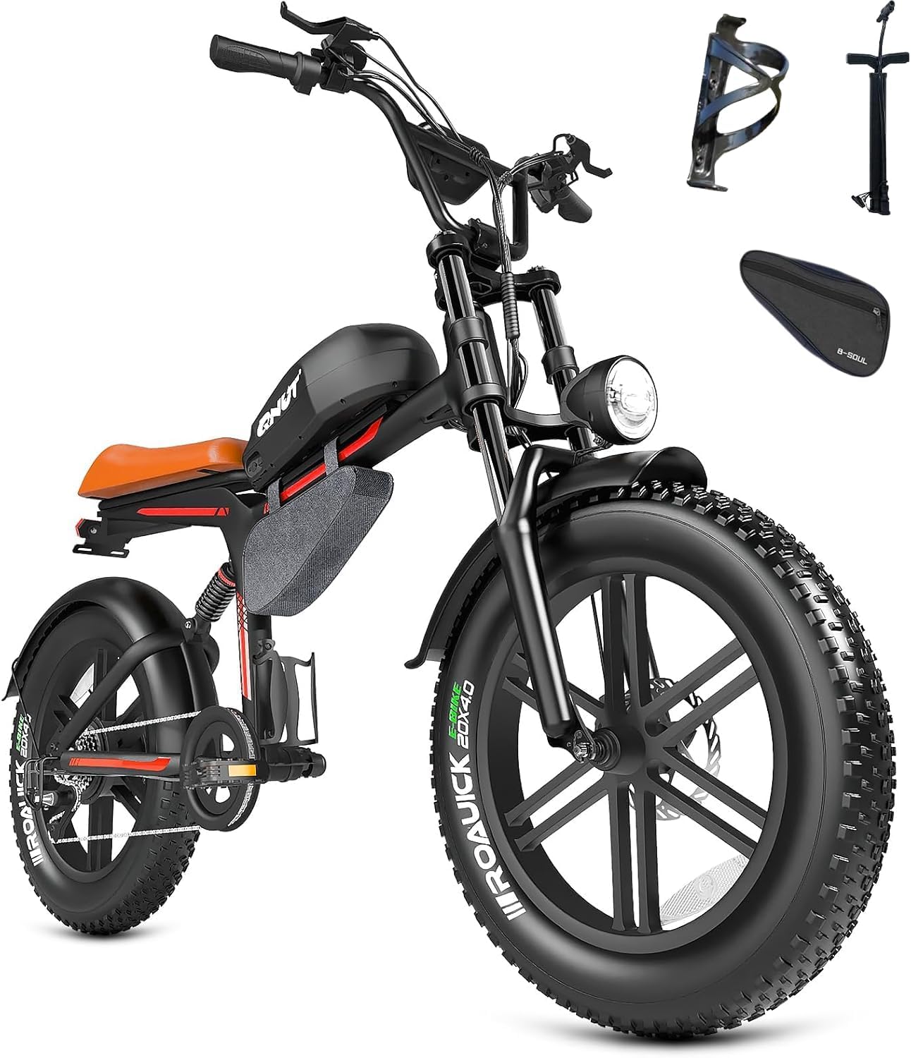 Electric Bike for Adults-1500W Peak Motorcycle Bicycle,28MPH,48V 18Ah Battery,Max 60-90 Miles Long Range,7 Speed ebike,20''x4.0 Fat Tire Dirt Bicycles,Retro Style e Bikes HR BK20