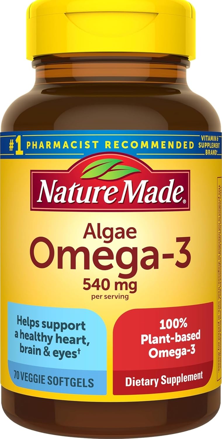 Nature Made Algae Oil Omega 3 Supplement 540mg, 70 Veggie Softgels