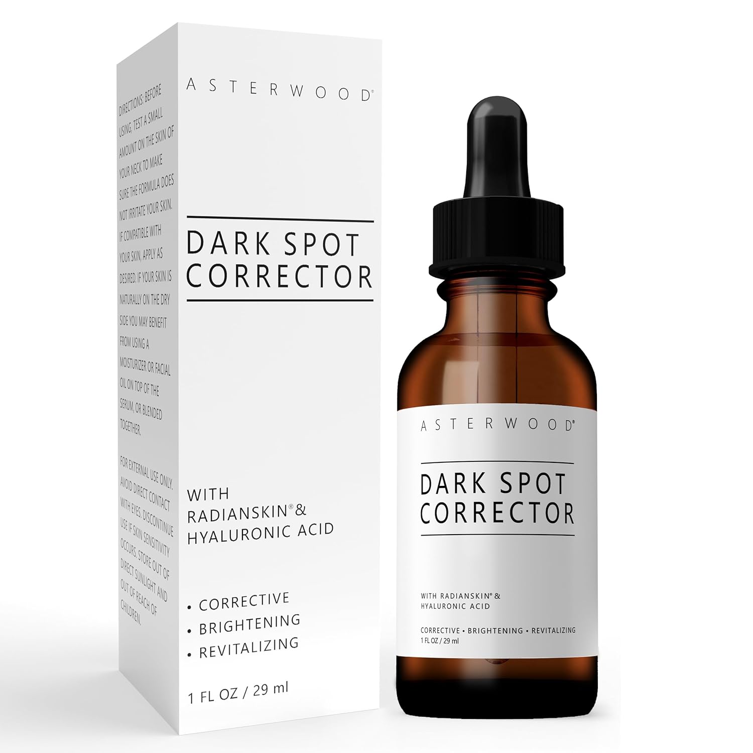 Asterwood Radianskin Dark Spot Corrector - Dark Spot Remover for Face - with Tranexamic Acid, Kojic Acid, Glycolic Acid, & Salicylic Acid - 1 fl oz