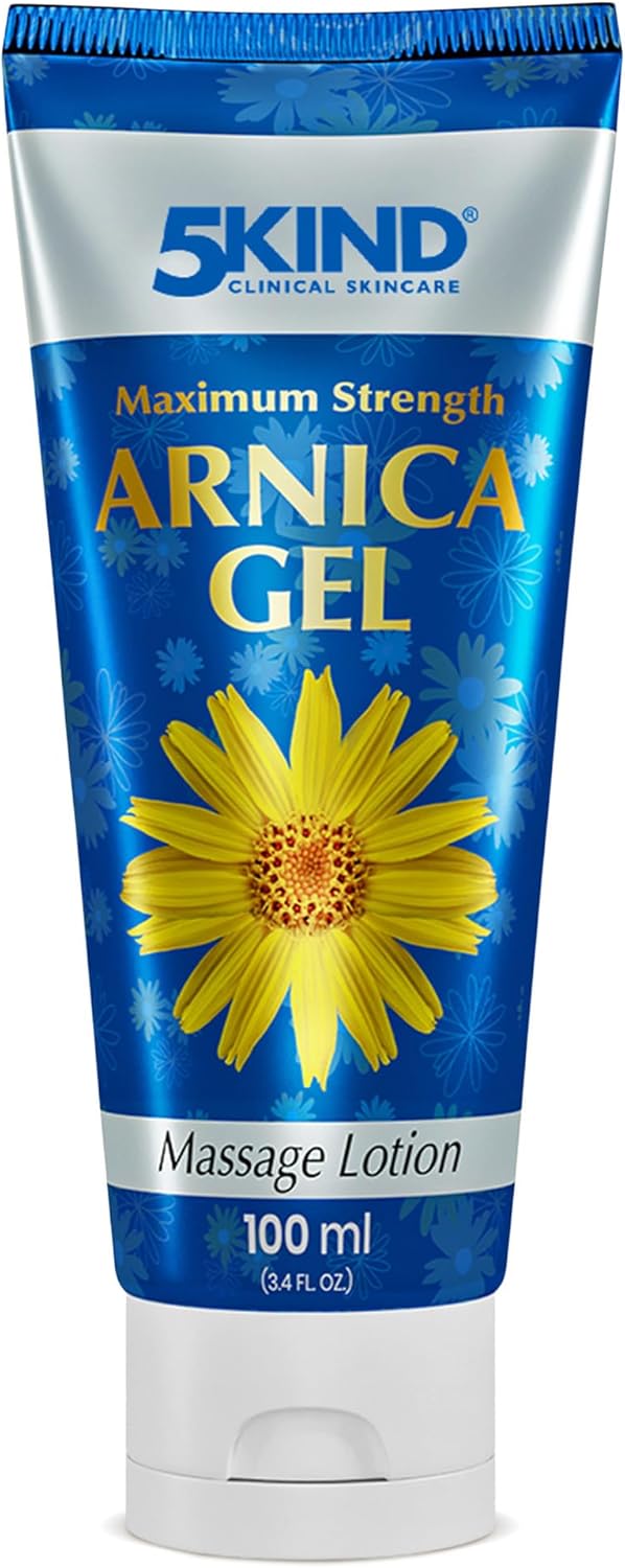 5kind Maximum Strength Arnica Gel 100ml - Fast Acting Arnica Gel for Bruising and Swelling - Intensive Montana Extract Bruise - Natural Muscle Rub for Runners, Muscles & Joints