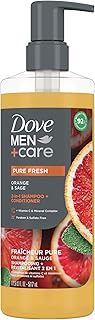 Dove Men+Care 2-in-1 Shampoo + Conditioner Pure Fresh Orange & Sage for Strong, Healthy-Looking Hair, with Vitamin C & Mineral Complex, 17.5 oz