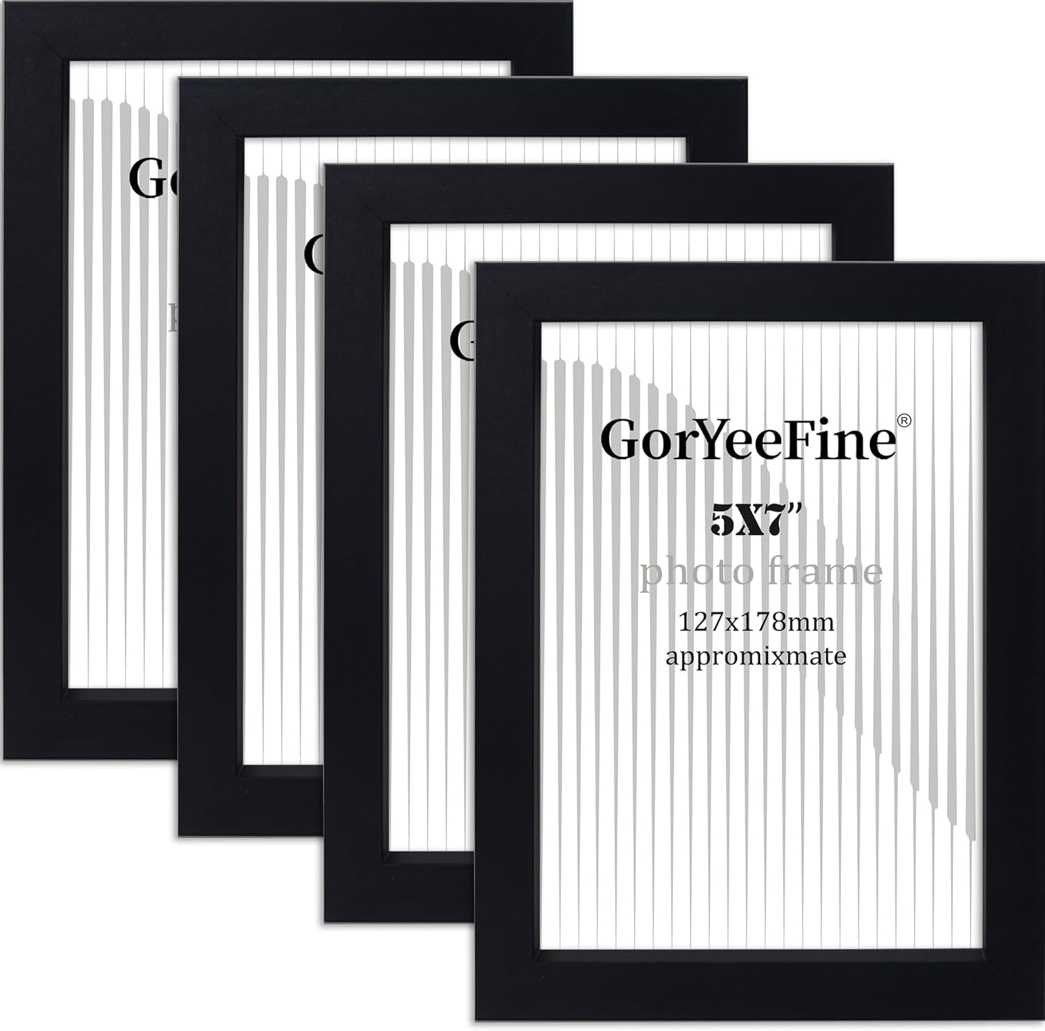 Black 5X7 Inch Wooden Boxed Picture Frame Set of 4,7X5'' Boxed Gallery Picture Frame Set of 4 with Glass Windows,Modern Fhoto Frame for Wall or Tabletop