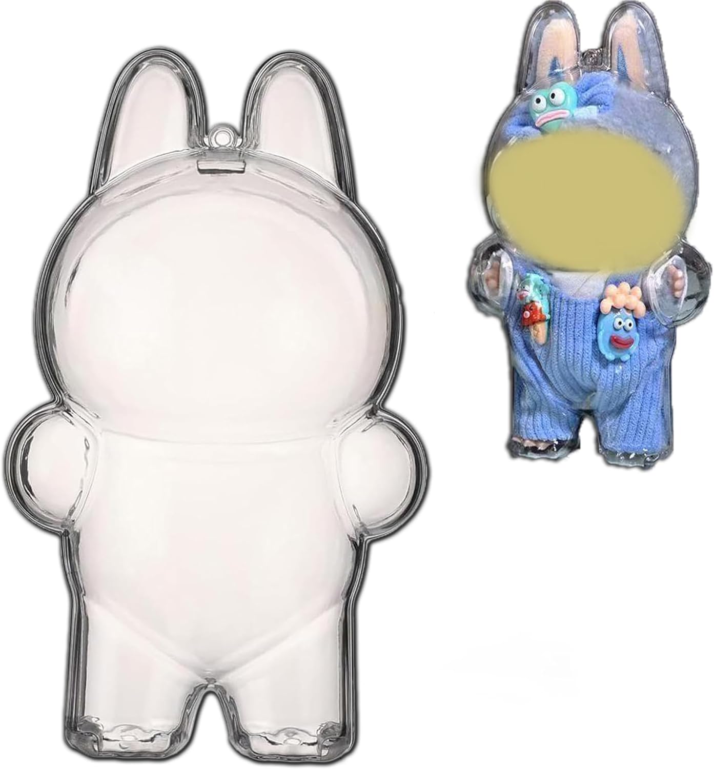 Protective Case for LABUBU The Monsters Exciting Macaron/Big into Energy Series, Display Stand Hard Case Cover Accessories with Silicone Strap(Standing)