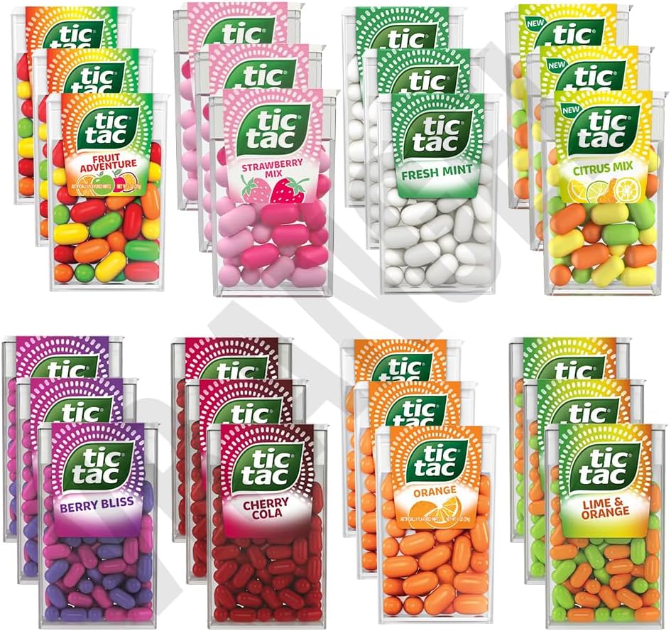 Tic Tac Each 3 x Mint Sweets For Little Moments of Refreshment 8 Flavors - Fruit Adventure, Lime & Orange, Cherry Cola, Berry Bliss, Fresh Mint, Strawberry, Orange, Citrus - Sold By VR Angel