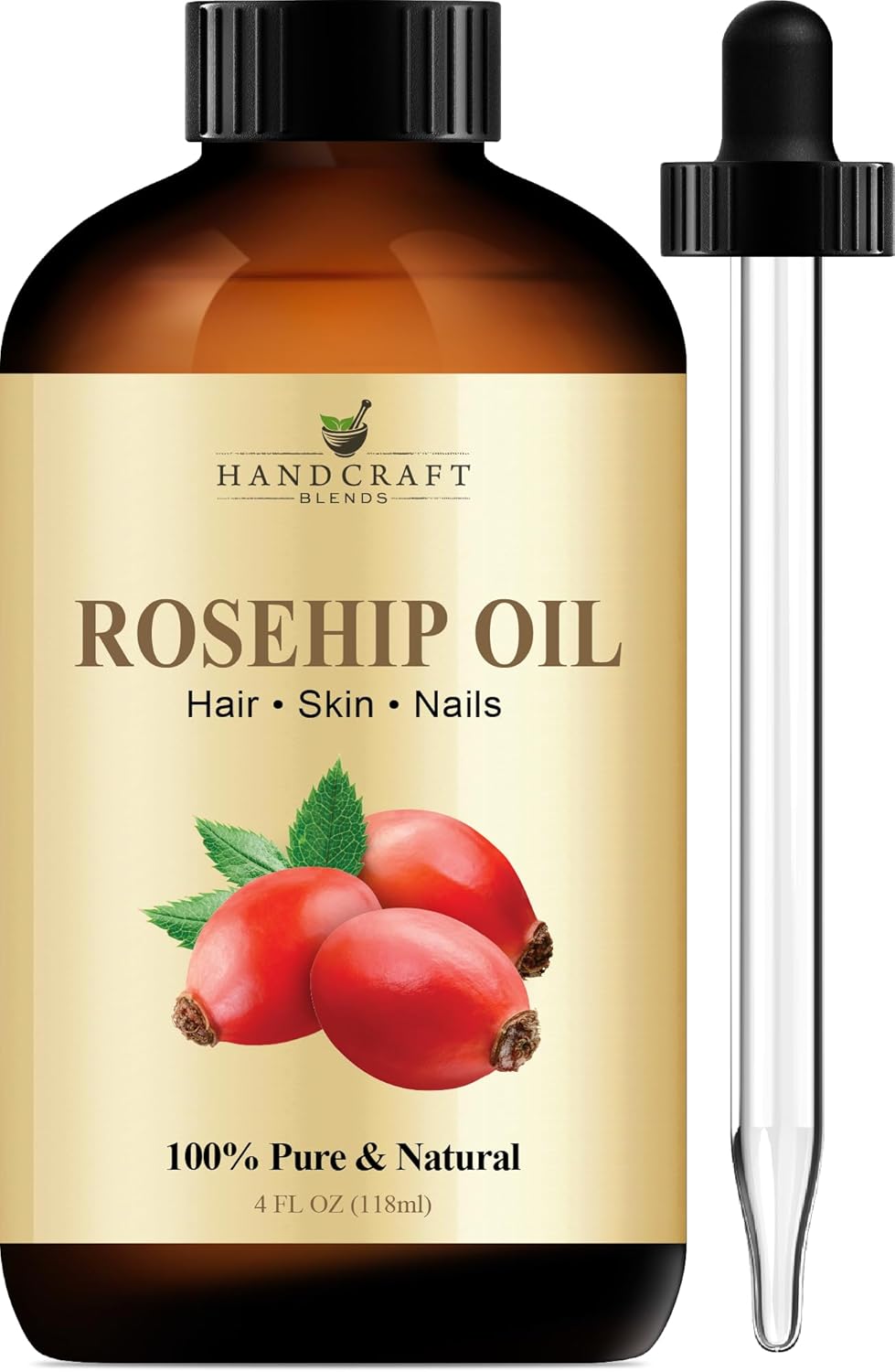 Handcraft Blends Rosehip Oil - 4 Fl Oz - 100% Pure and Natural - Premium Grade Oil for Face, Skin and Hair - Protect and Nourish - Carrier Oil