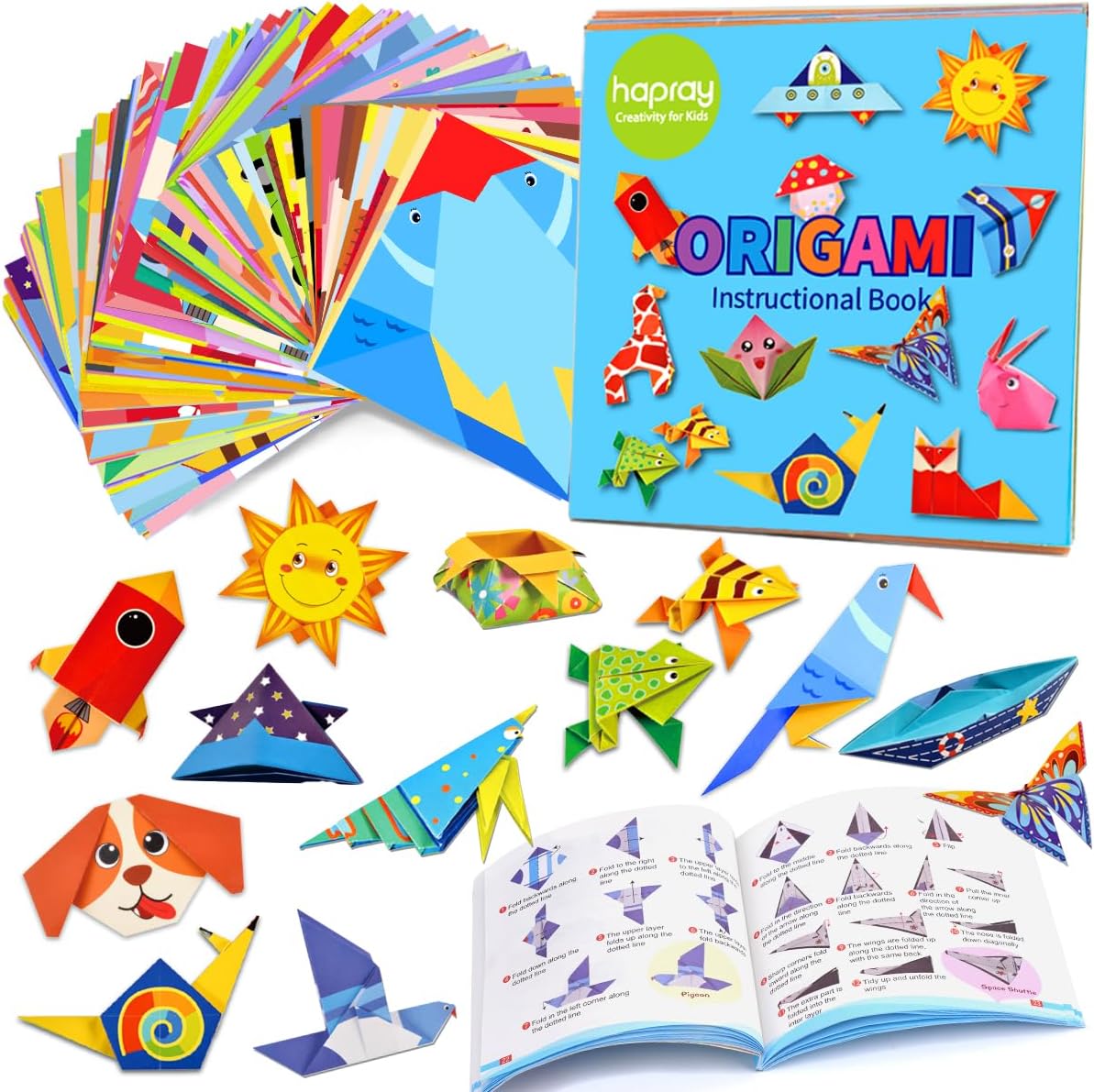 hapray Origami Kit for Kids Ages 6-12 10 Year Olds, with Guiding Book, 98 Sheets Paper with 47 Patterns, DIY Art and Craft Projects Activity, Beginners Children's Day Gift Childs Boys Girls