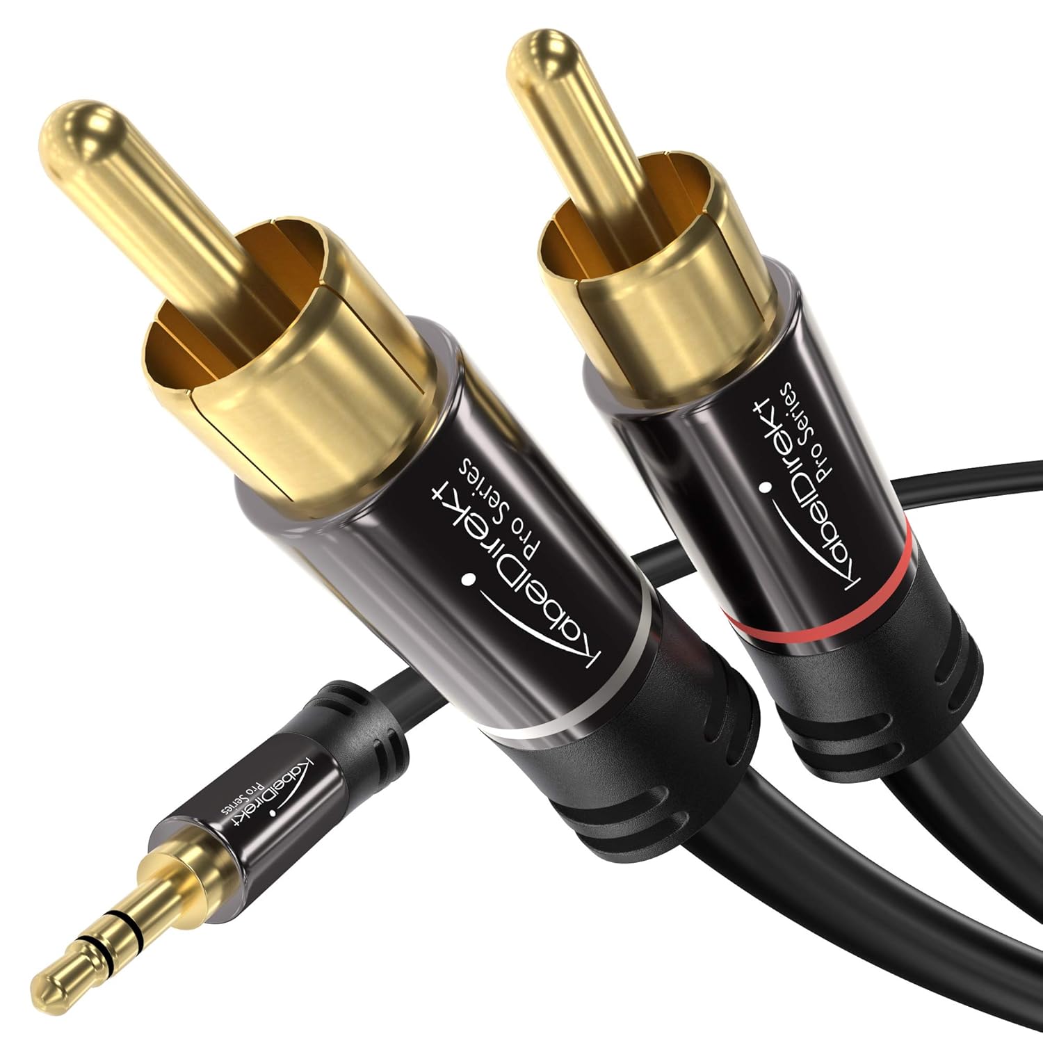 KabelDirekt – RCA to Jack 3.5 Adapter Cable – 3 ft – Versatile Plug-and-Play Audio Cable (Aux/3.5mm to 2X RCA for Connection to Smartphone, Tablet, Home Theater, soundbar, TV, Notebook, MP3)