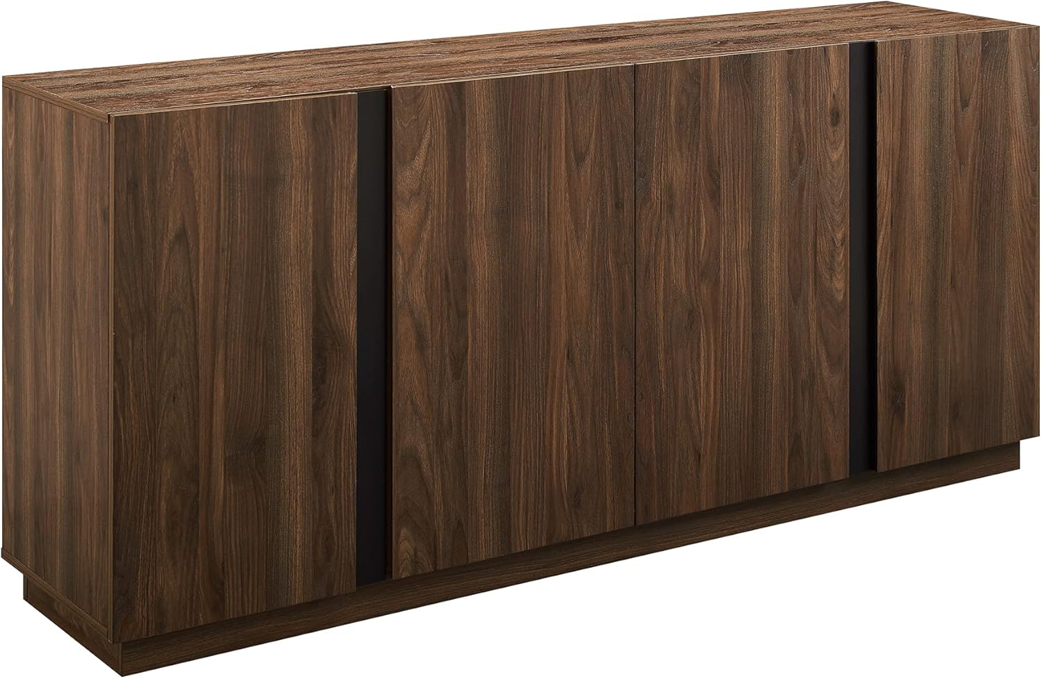 Walker Edison Liss Contemporary 4-Door Minimalist Sideboard, 70 Inch, Dark Walnut