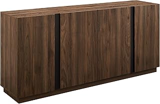 Walker Edison Liss Contemporary 4-Door Minimalist Sideboard, 70 Inch, Dark Walnut