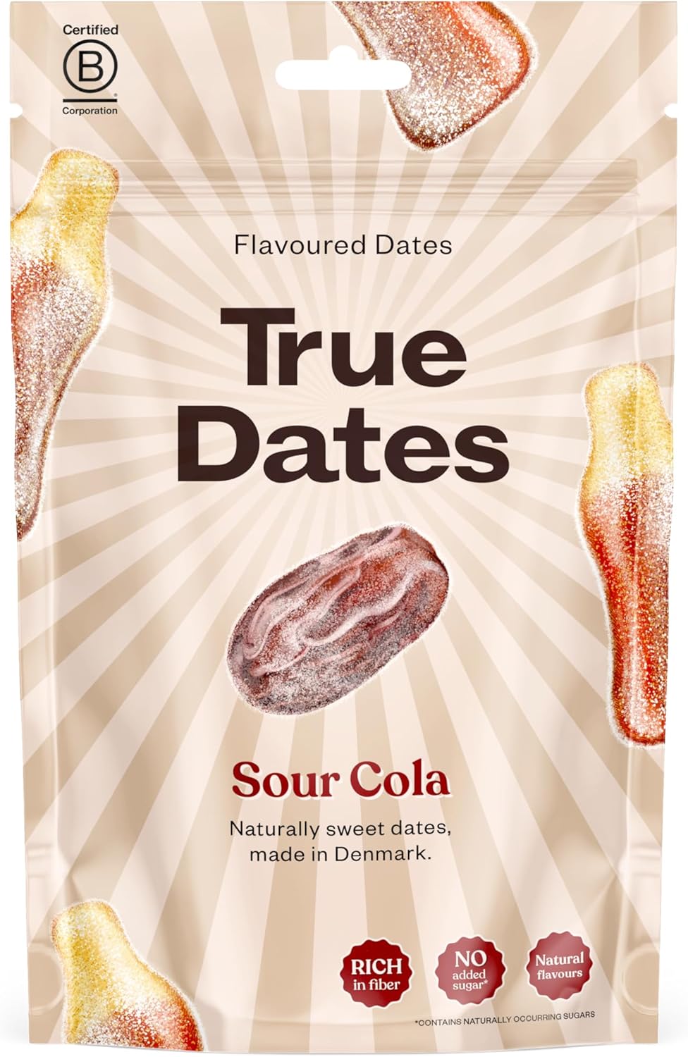 True Dates - SOUR COLA | naturally flavoured sweet dates | No added sugar, Vegan, Palm Oil Free | 100 g