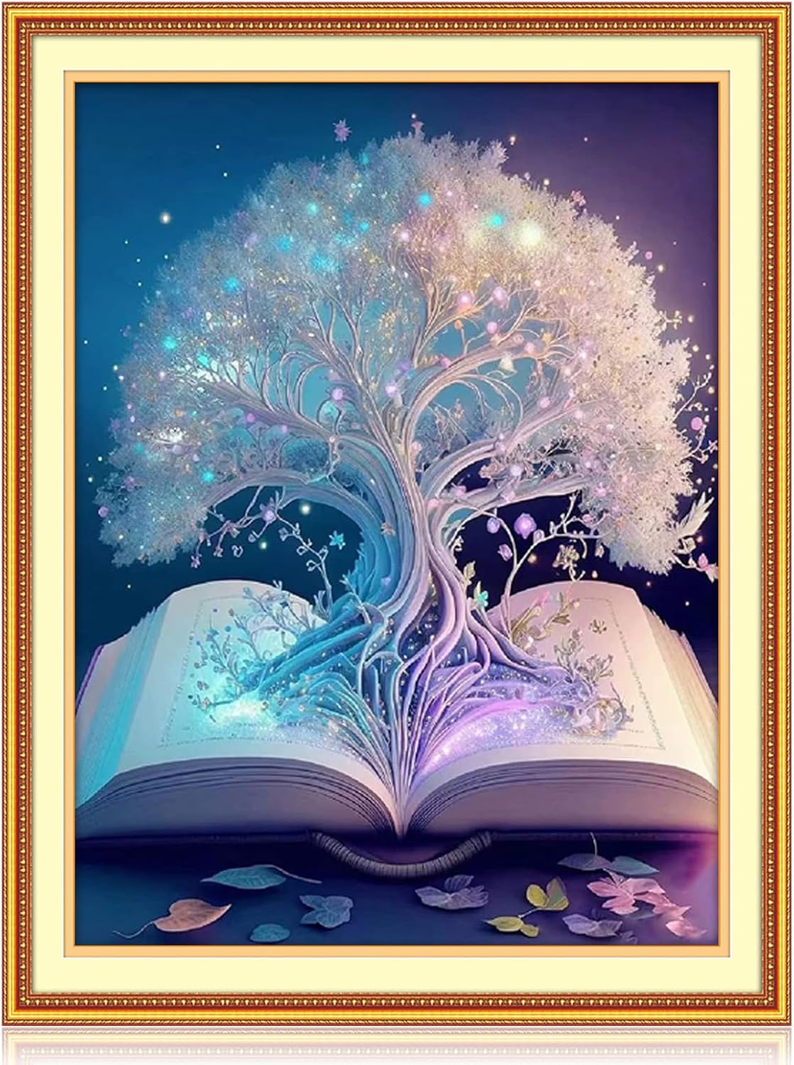 JSRQT DIY Cross Stitch Kits for Beginners,11CT Counted Needlework Kits for Adults,Stamped Cross Stitch Kit with Printed Tree Pattern,Hand Embroidery Kits for Home Wall Decor (36x46cm)