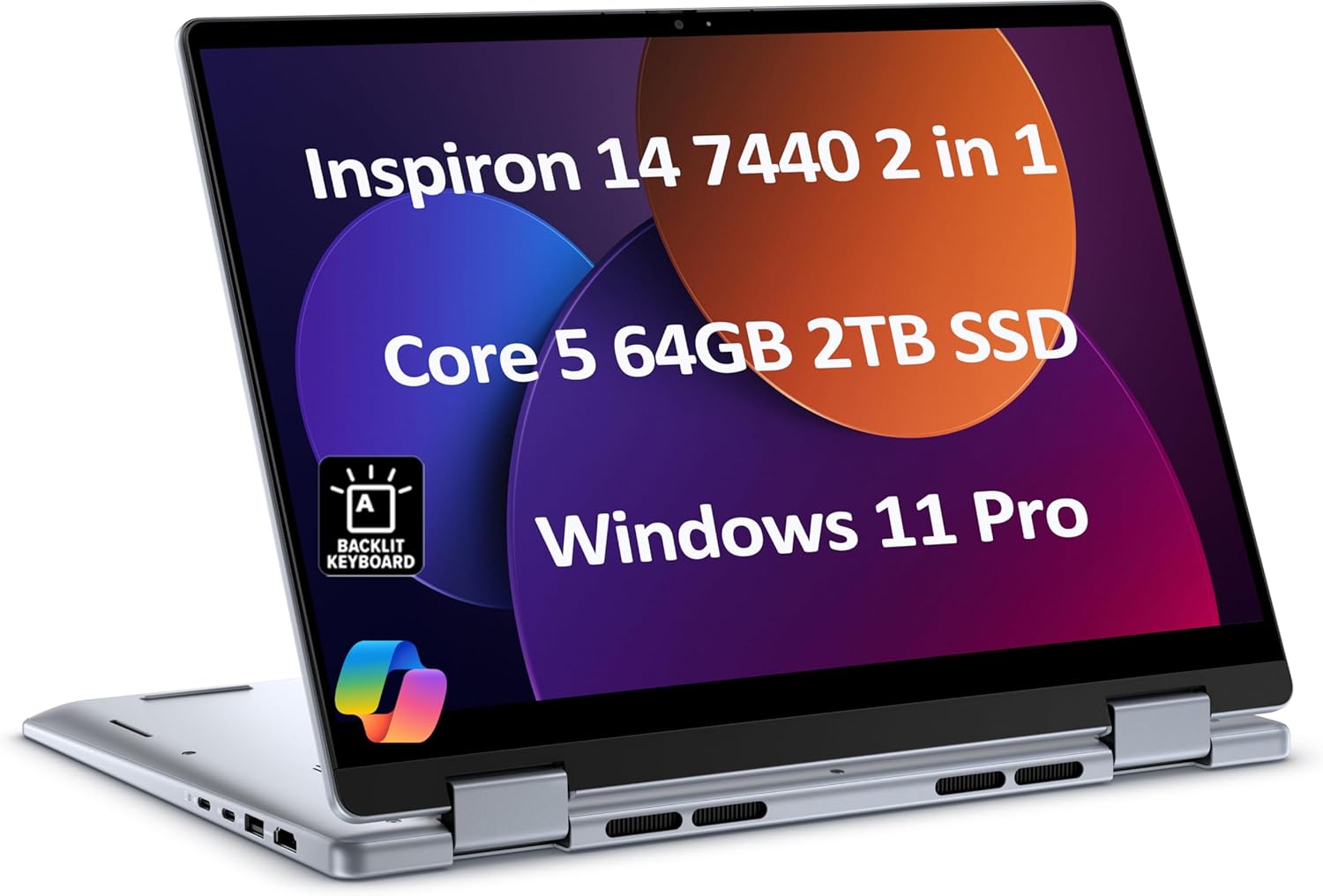 Dell Inspiron 14 7440 2-in-1 Laptop (14" FHD+ Touchscreen, Intel Core 5 120U (> i7-1355U), 64GB DDR5, 2TB SSD), for Creator, Designer, 10-Hr Long Battery Life, Backlit, Win 11 Pro w/ AI Copilot