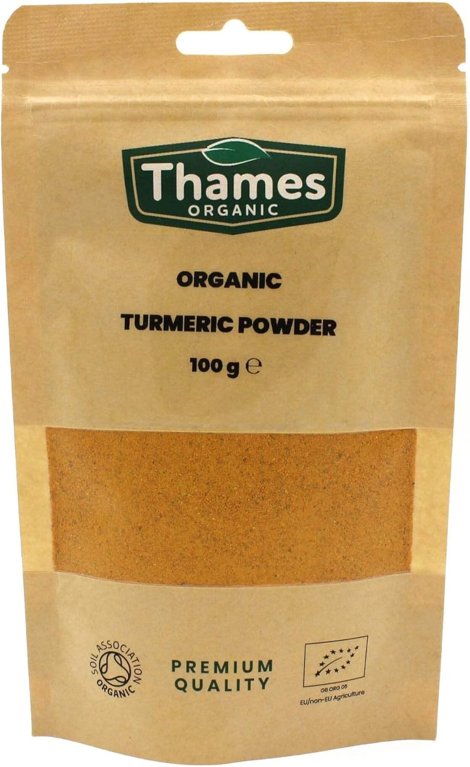 Organic Turmeric Powder - 100% Pure & Natural, No Additives, No Preservatives, Raw, Vegan, GMO-Free, Certified Organic - Versatile Spice for Cooking, Baking - Thames Organic 100g