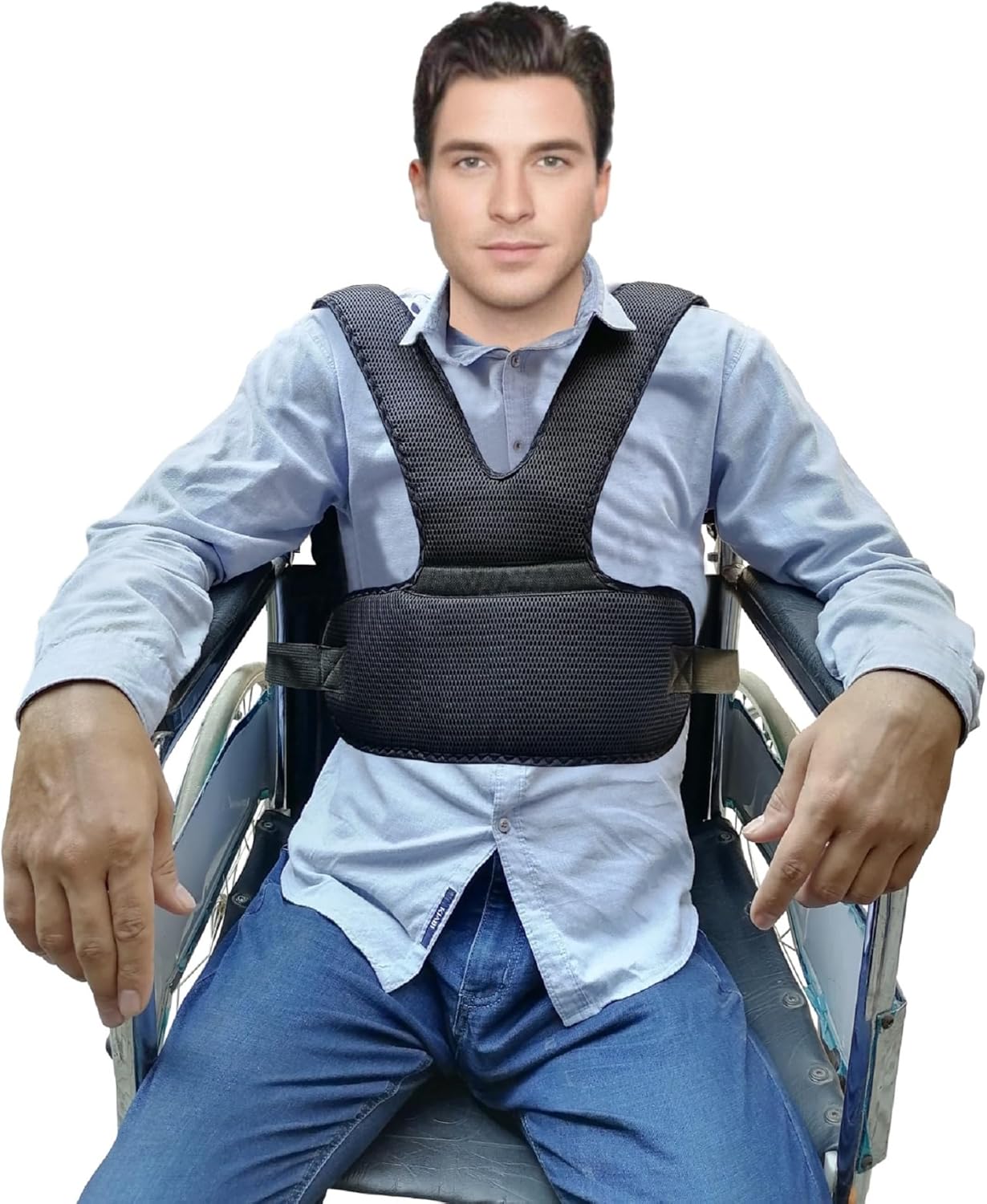 Wheelchair & Mobility Scooter Safety Seat Belt Adjustable Strap Elderly Harness (17" Pad Double Belt)