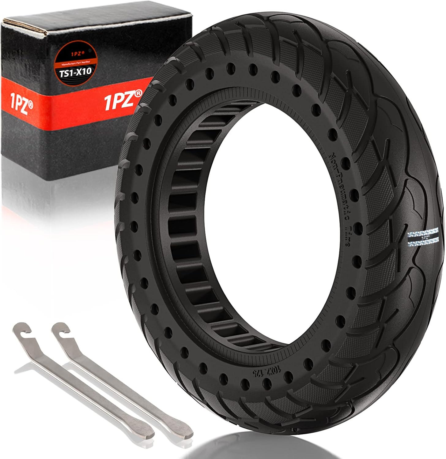 1PZ UK1-2ST 10 Inch 10x2.125 Honeycomb Solid Tire Tubeless Wheel Anti Explosion Replacement for 10 Inch Electric Scooter Xiaomi M365 Pro 1S Pro 2 Gotrax G4 with Tire Levers