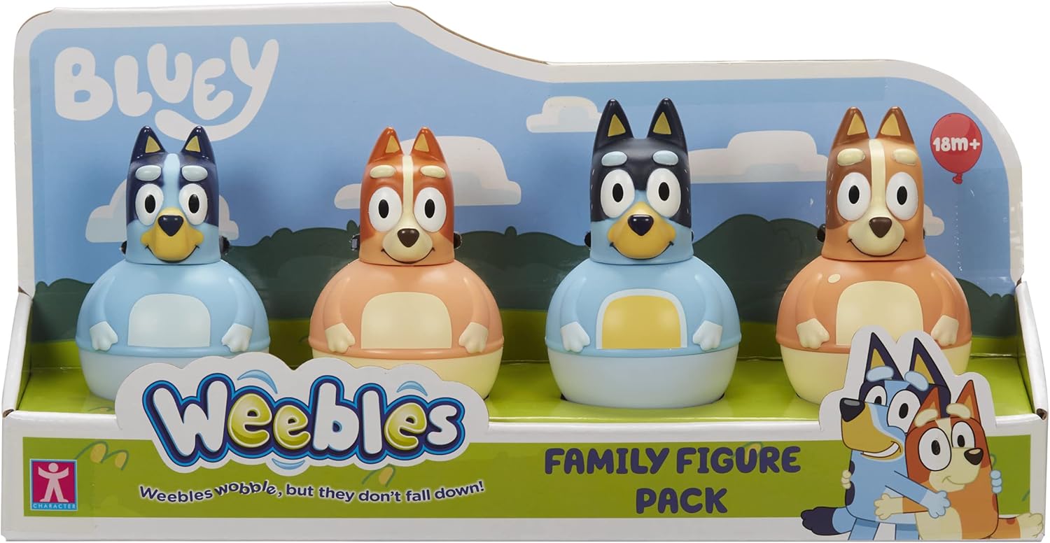 Character Options 07717 Four Pack, Weebles Wobble, Preschool Figures, Bluey Toys for 18mth+