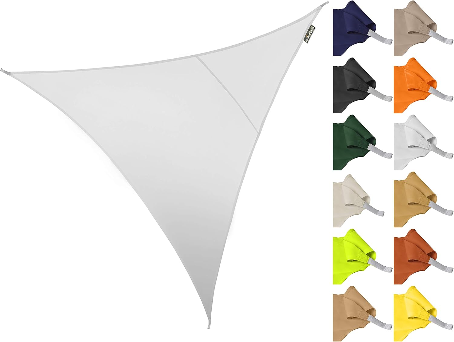 Kookaburra 2m Triangle Water Resistant Garden Patio Sun Shade Sail Canopy 96.5% UV Block with Free Rope(Polar White)