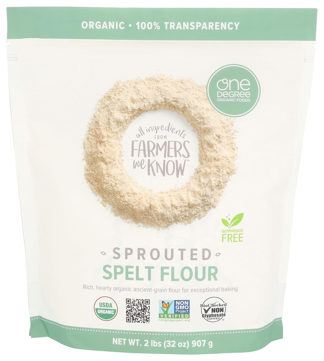 One Degree Organics Organic Sprouted Spelt Flour, 32 oz