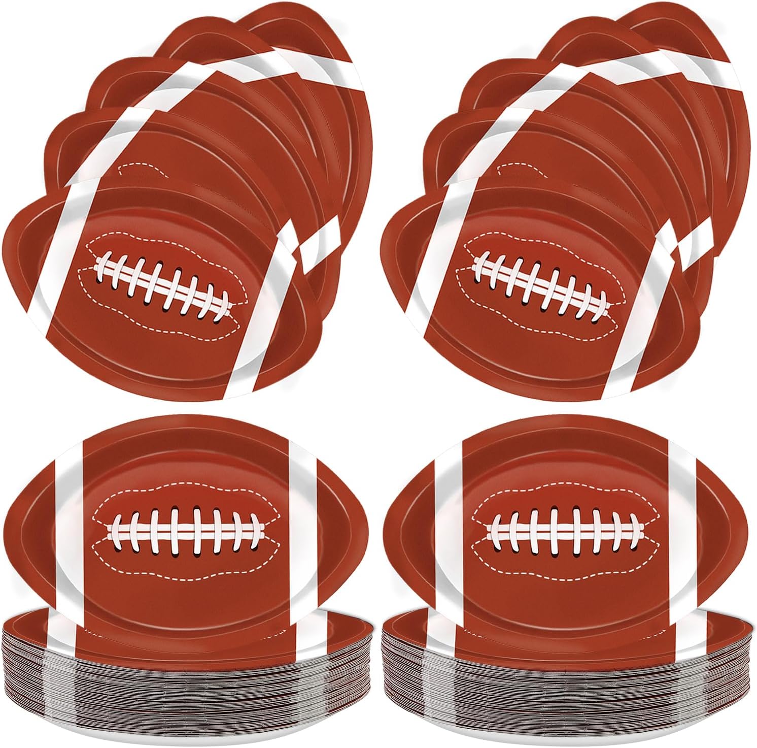 100 Pieces Football Plates Football Shaped Disposable Paper Plates Football Party Supplies for Football Party Decorations Gameday Tailgate Party Decorations