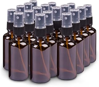Small Amber Glass Spray Bottles For Essential Oils, 2oz Empty Fine Mist Mini Spray Bottles, Set of 18