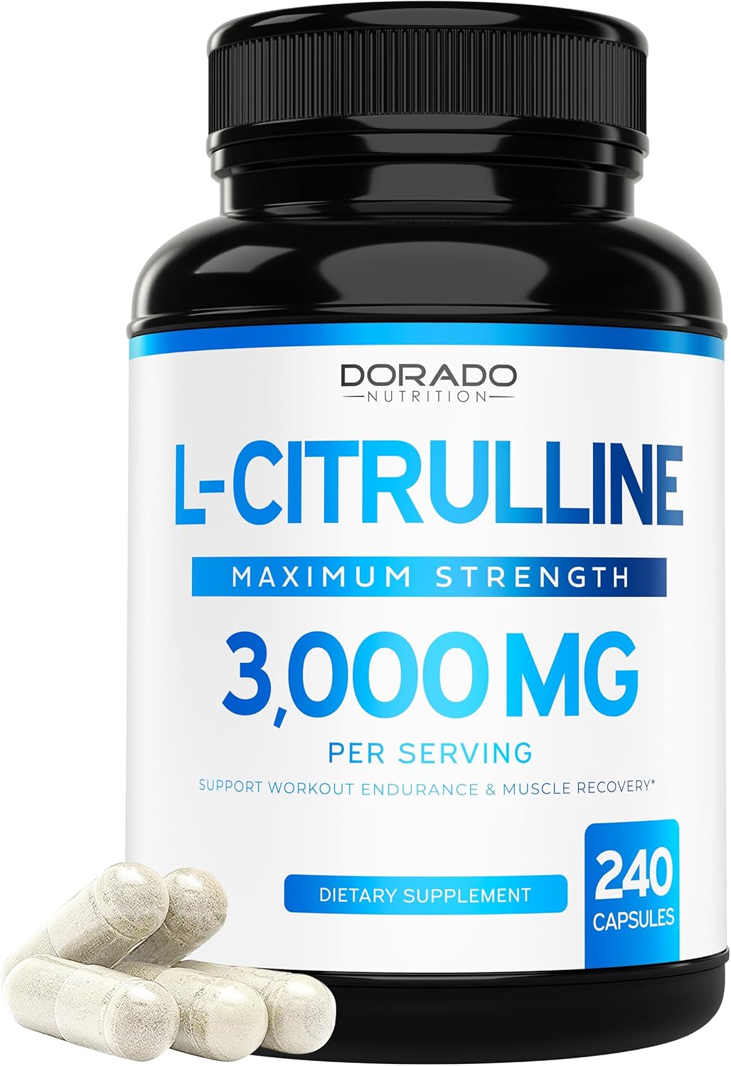 L Citrulline 3000mg Supplement (240 Capsules) Support L Arginine & Nitric Oxide Pills - L-Citrulline For Men & Women - Stamina, Endurance, Performance for Workouts - 3rd Party Tested, Vegan, USA Made