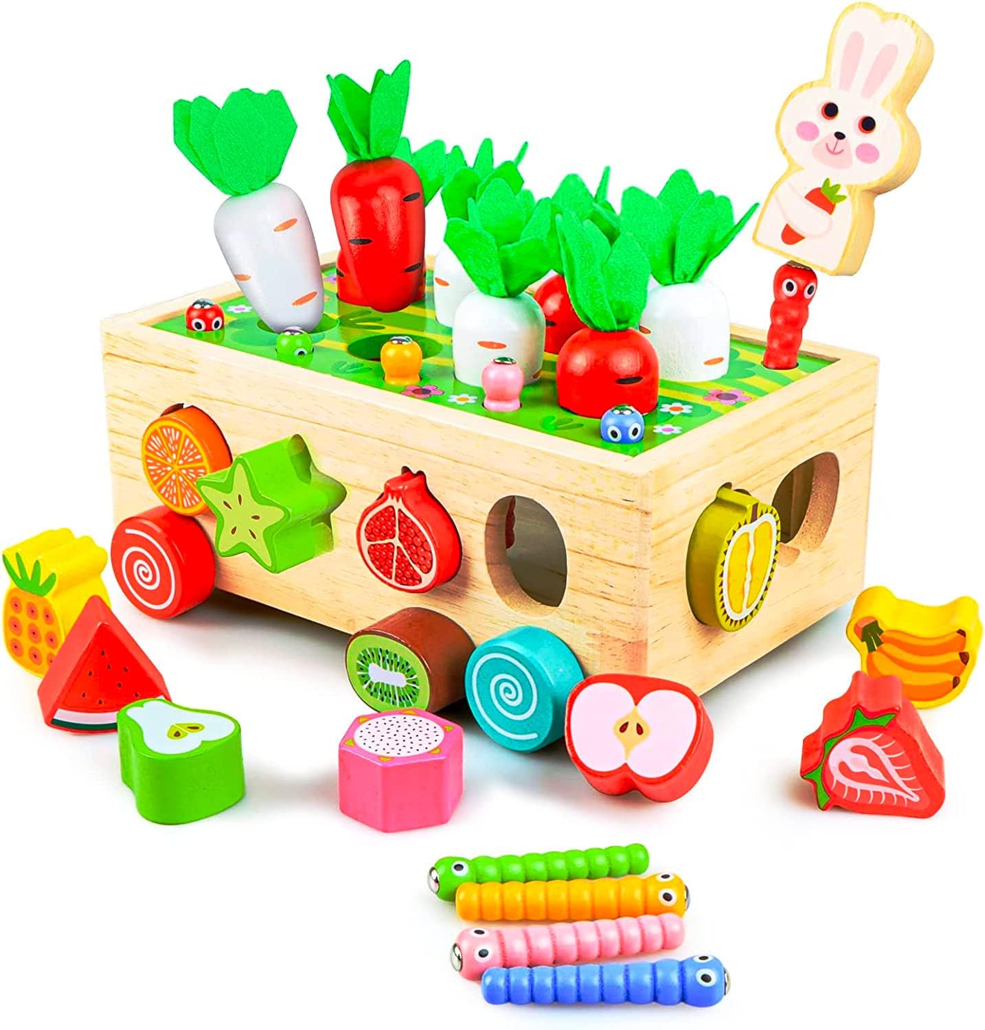 Montessori Toys for Toddler,Wooden Educational Toys for Boys Girls, Shape Color Sorting Matching Educational Wooden Toys for Kids age 3 4 Year Old,Wood Preschool Learning Fine Motor Skills Game
