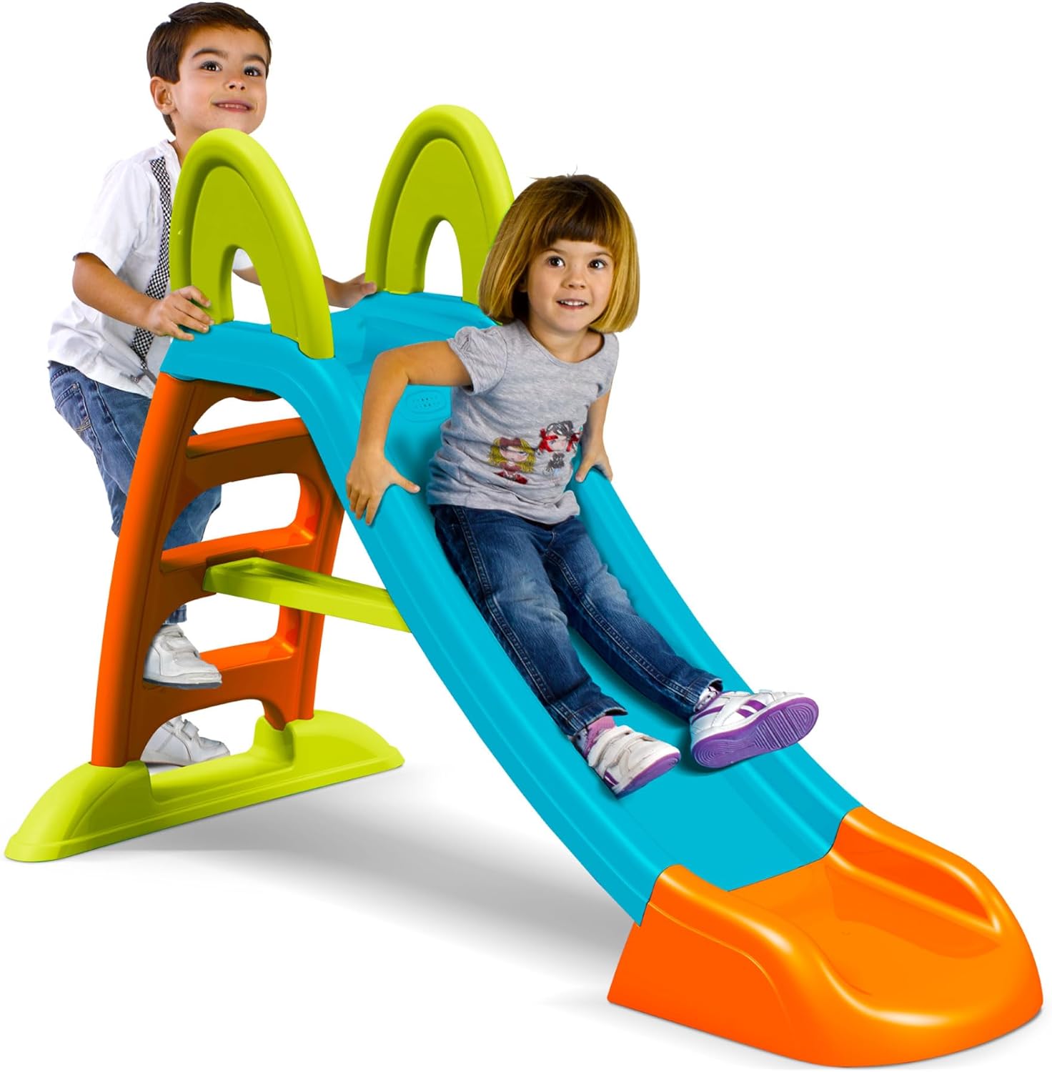 FEBER - Slide Plus Water Slide, with Hose Hole, Non-Slip Stairs, Resistance and Easy Assembly, for Children 2 to 7 Years, Famosa (FEL08000)