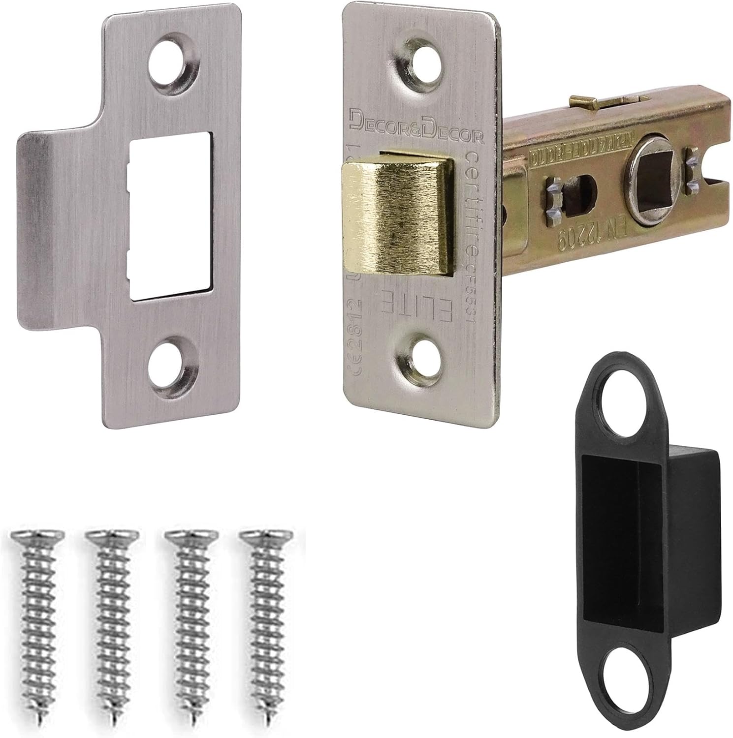 Decoranddecor 3 Inch Tubular Mortice Latch for Internal Doors, Fire Rated - 1 Pack - 57 mm Back Set - 76 mm Overall Length- Satin Nickel