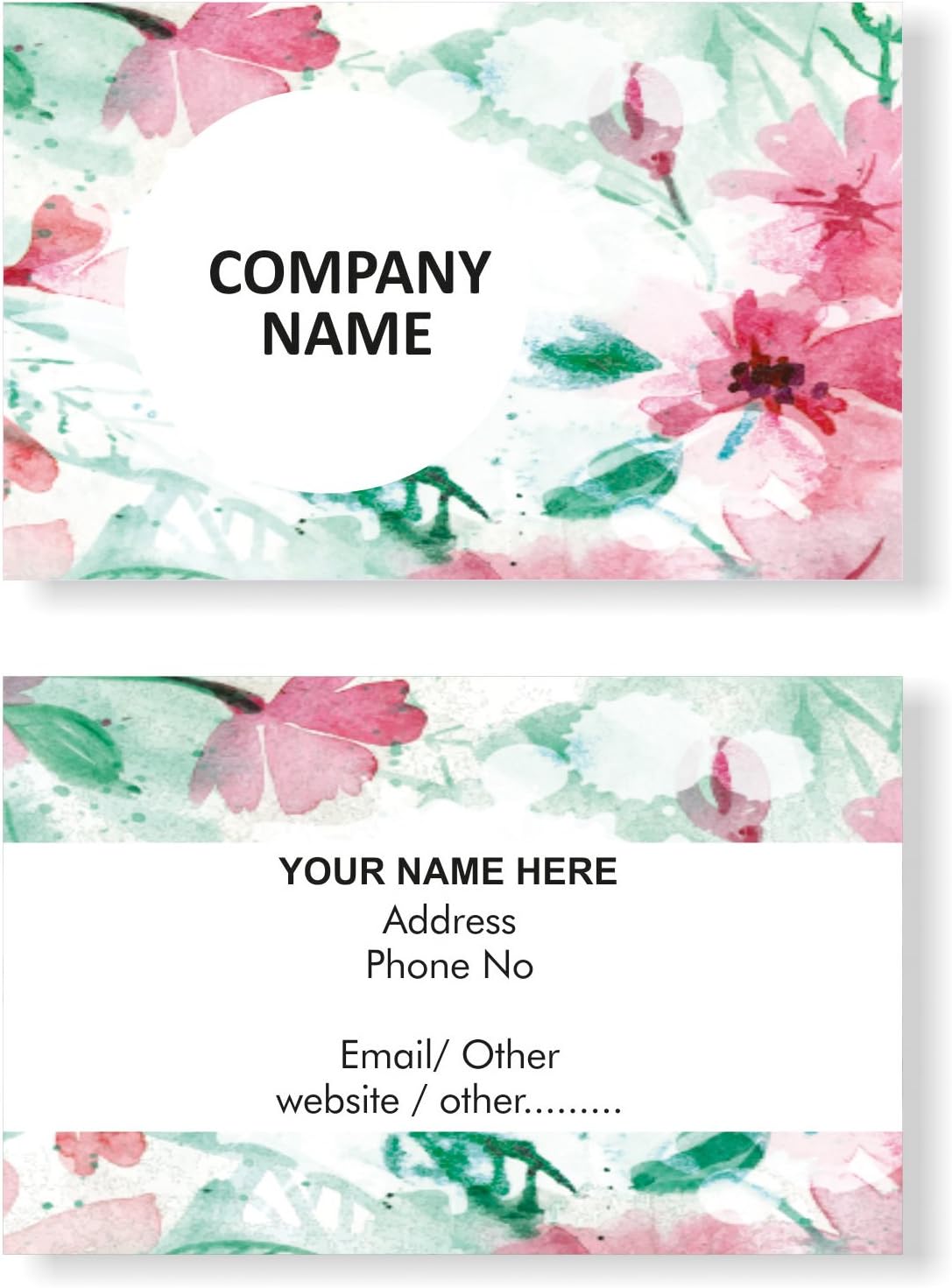 Design Your Own Personalized Business Card Floral Design Custom Visiting Card- Front Back-110 LBS -Thick paper