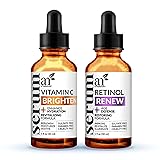 ArtNaturals Vitamin-C and Retinol Serum – (2 x 1 Fl Oz / 30ml) - Holiday Gift Set - Wrinkle & Dark Circle Remover (Morning & Night Anti Aging Therapy) – Natural and Moisturizing Treatment (ANAA-0203)