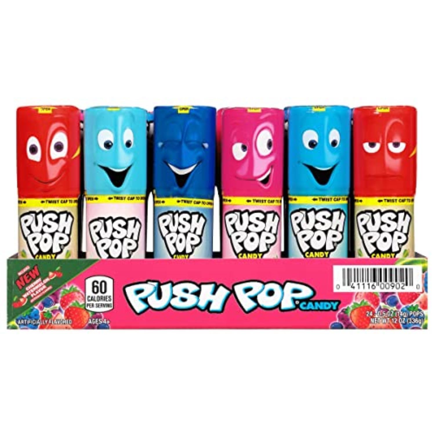 Push Pop Candy Lollipops - Individually Wrapped Variety Candy Party Pack - 24 Count Lollipops in Assorted Fruity Flavors - Fun Candy for Gifts, Celebrations, Party Favors, Gift Baskets, & Birthdays