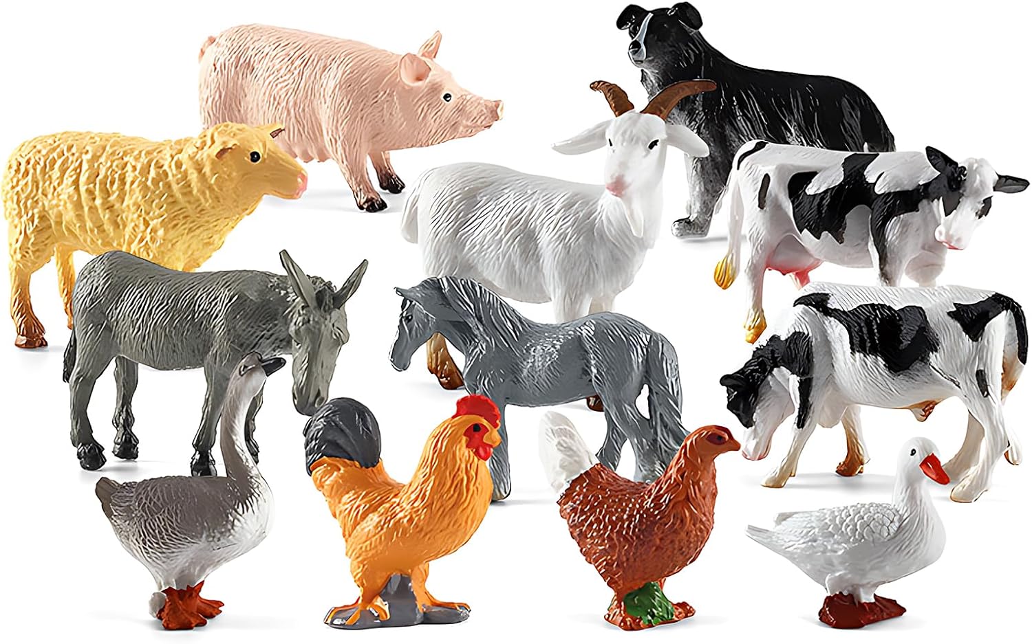 Farm Animals, Farm Animals For 2 Year Olds, 12 Pcs Farm Figures Toys, Farm Animal Action Character Educational Toy, Realistic Farm Animal Statue Toy, Suitable For Children